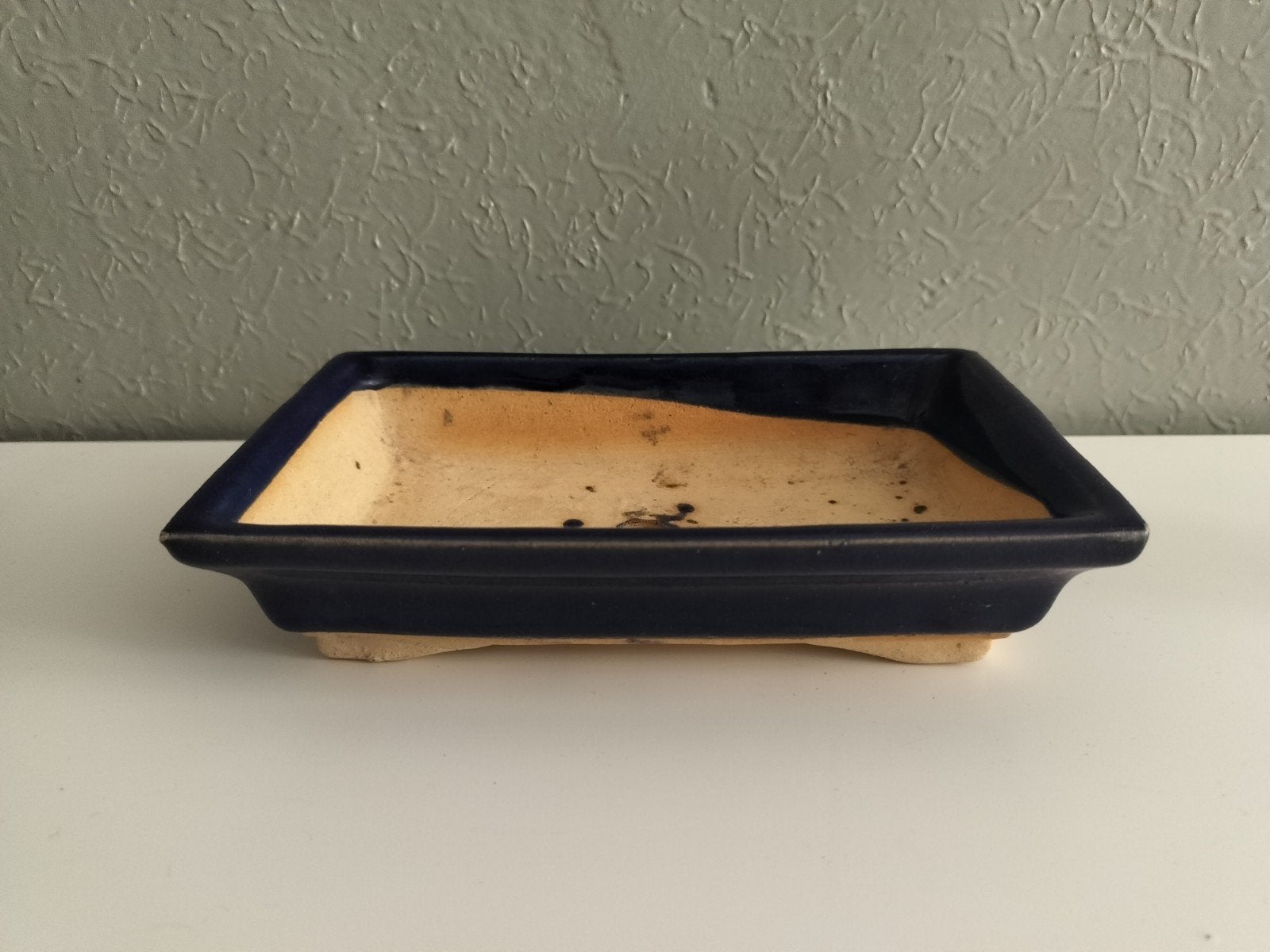 Donkerblauwe geglazuurde bonsaischaal, Ophalen, Steen, Gebruikt, Minder dan 30 cm