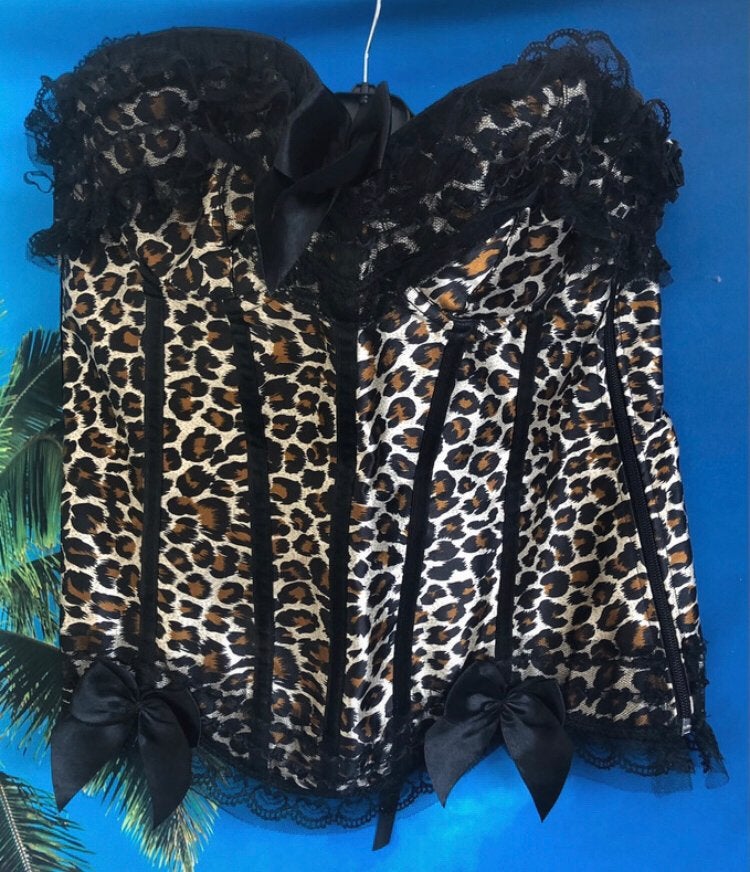 Leopardprint Korset met Veters en Strikken maat 38/40, Ophalen of Verzenden, Meerkleurig, Body of Korset