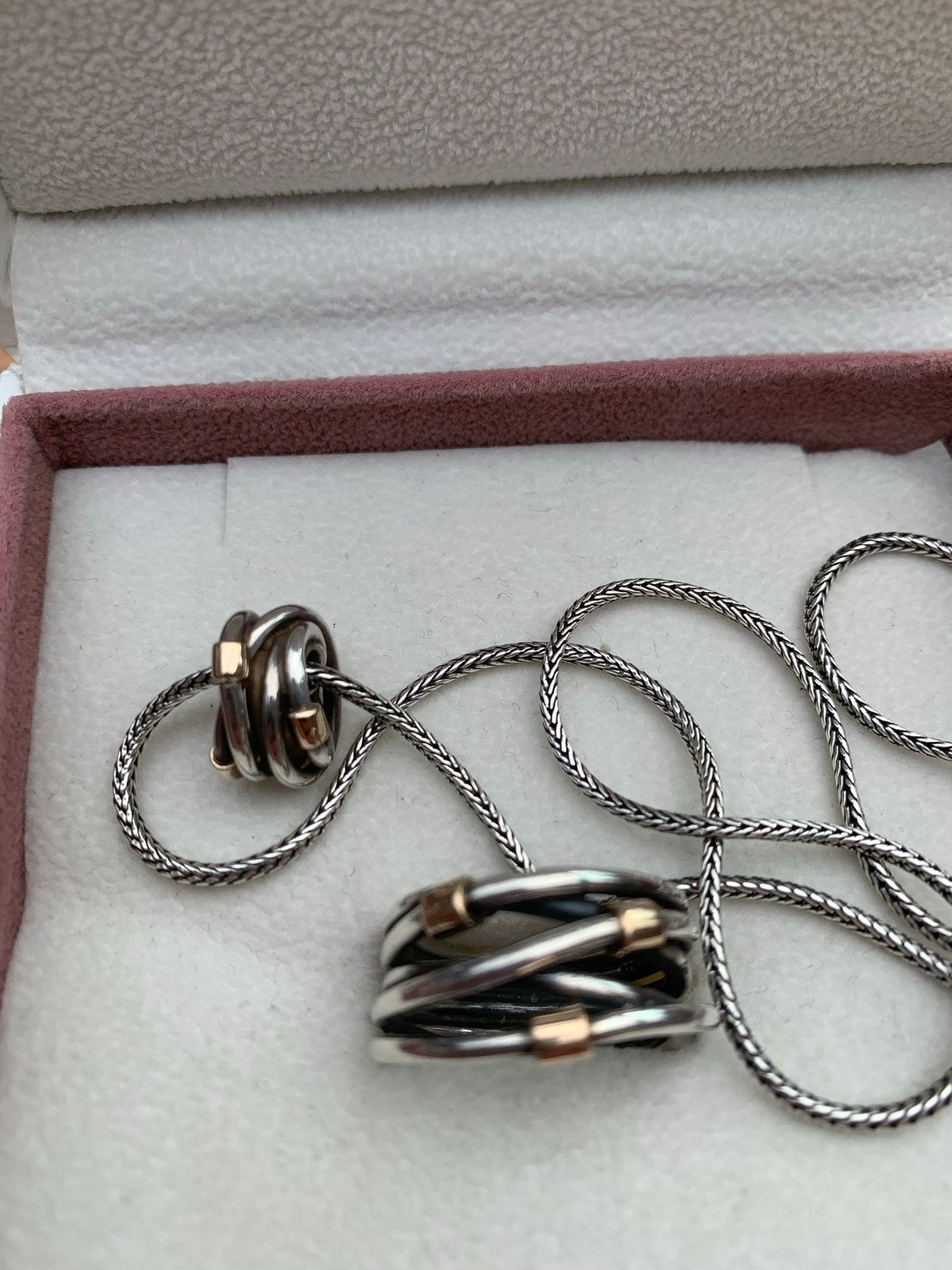 Pandora ketting met hanger zilver en goud, Met hanger, Gebruikt, Ophalen of Verzenden, Goud