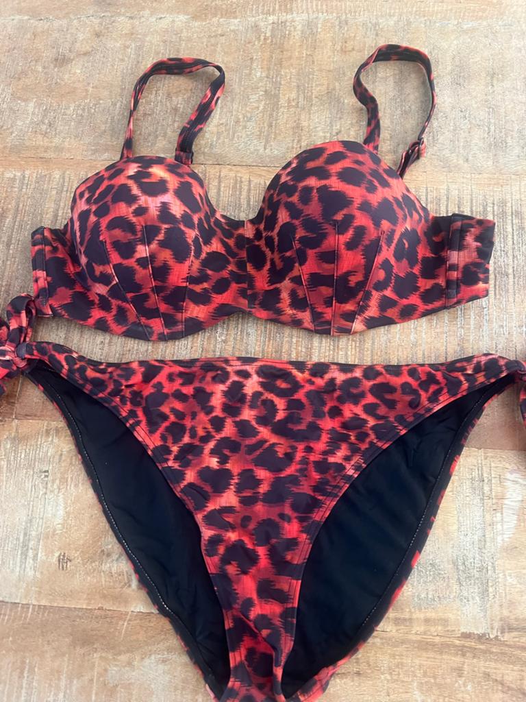 Marlies Dekkers Bikini - Luipaardprint - Maat 85B en L, Ophalen of Verzenden, Zo goed als nieuw, Rood, Bikini