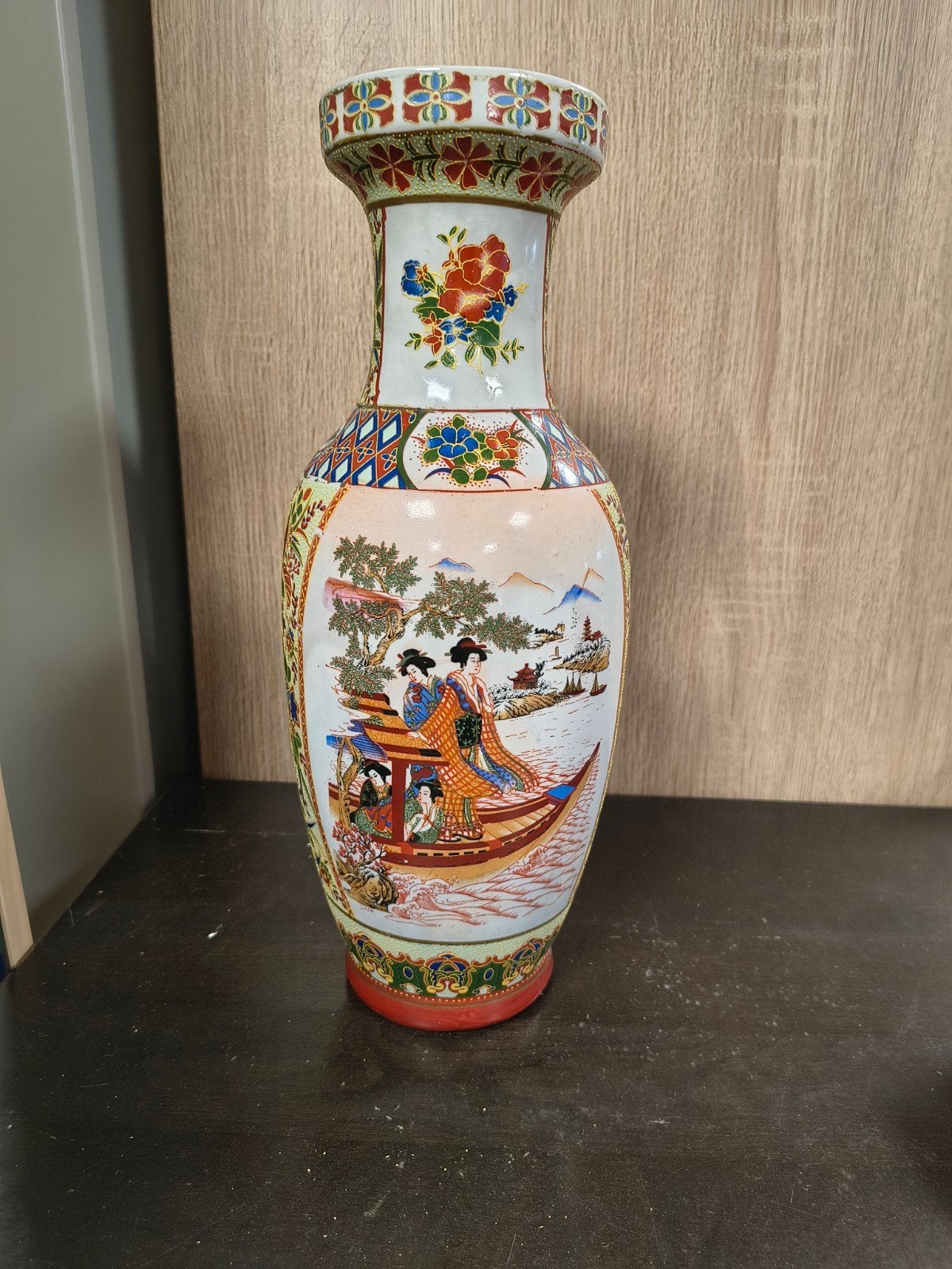 Vintage Satsuma-stijl Vaas met Moriage Reliëf – 35 cmBeschri, Antiek en Kunst, Antiek | Vazen, Ophalen