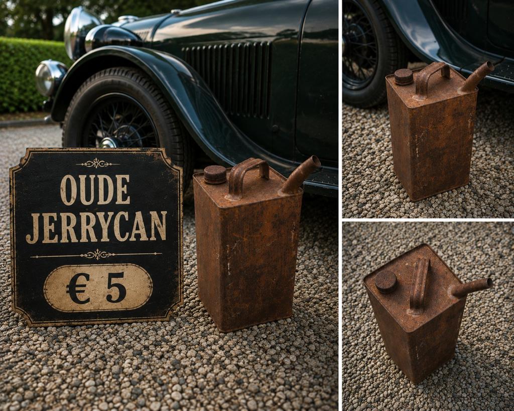 Oude roestige jerrycan - Decoratie oldtimer, Ophalen of Verzenden, Gebruikt, Universele onderdelen