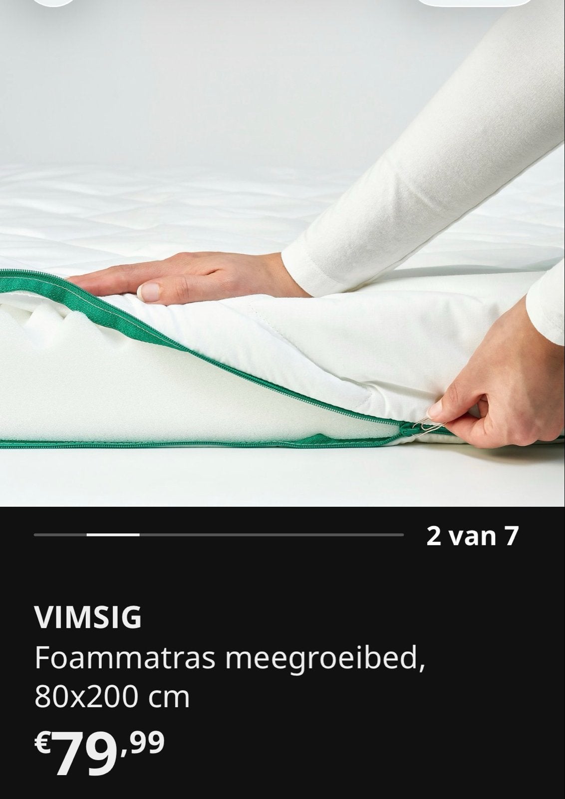 IKEA VIMSIG Foammatras meegroeibed 80x200 cm, Ophalen, Gebruikt, Eenpersoons, 80 cm