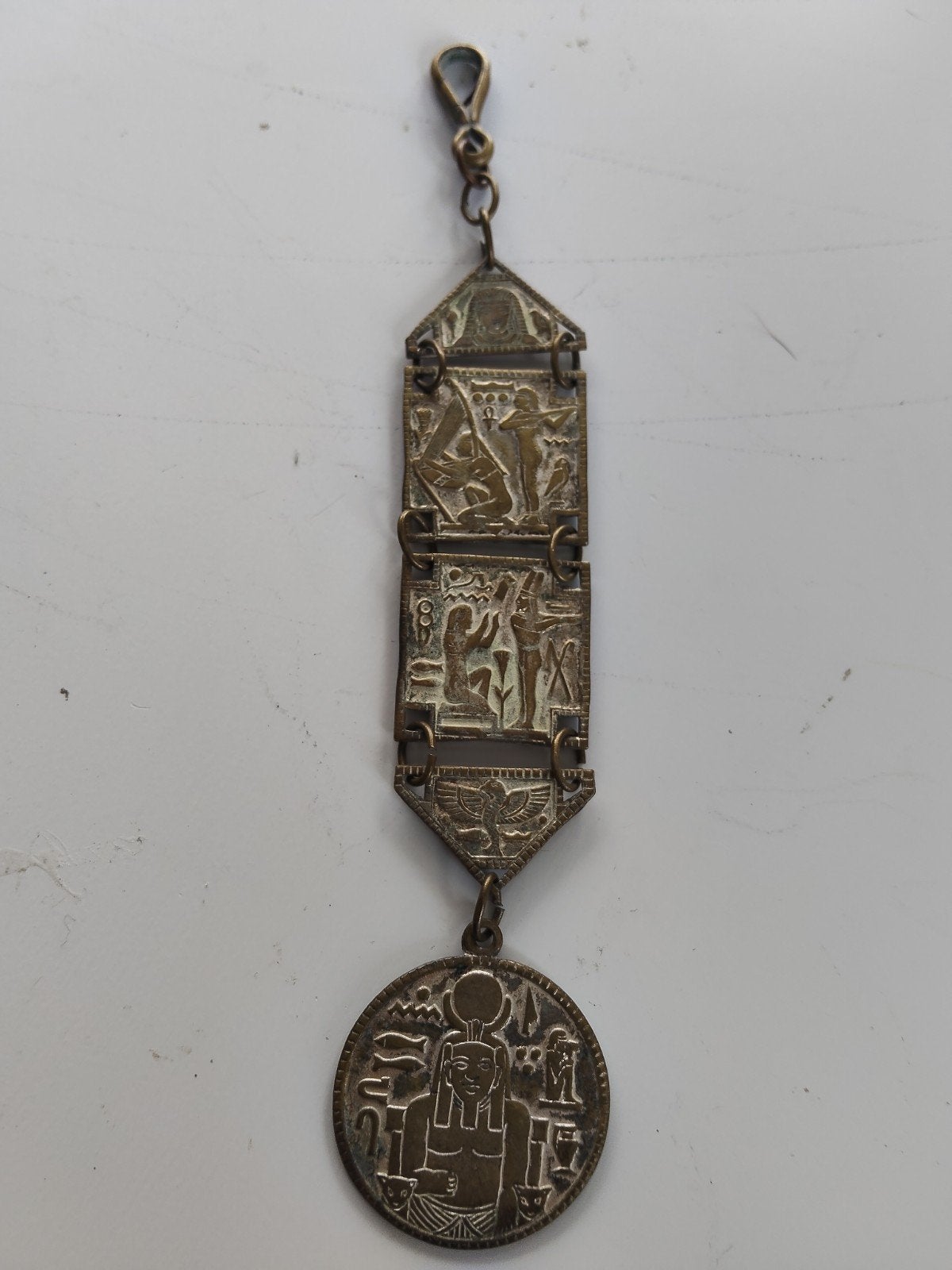 Antieke horlogekettinghanger in Egyptische Revival-stijl -, Ophalen of Verzenden