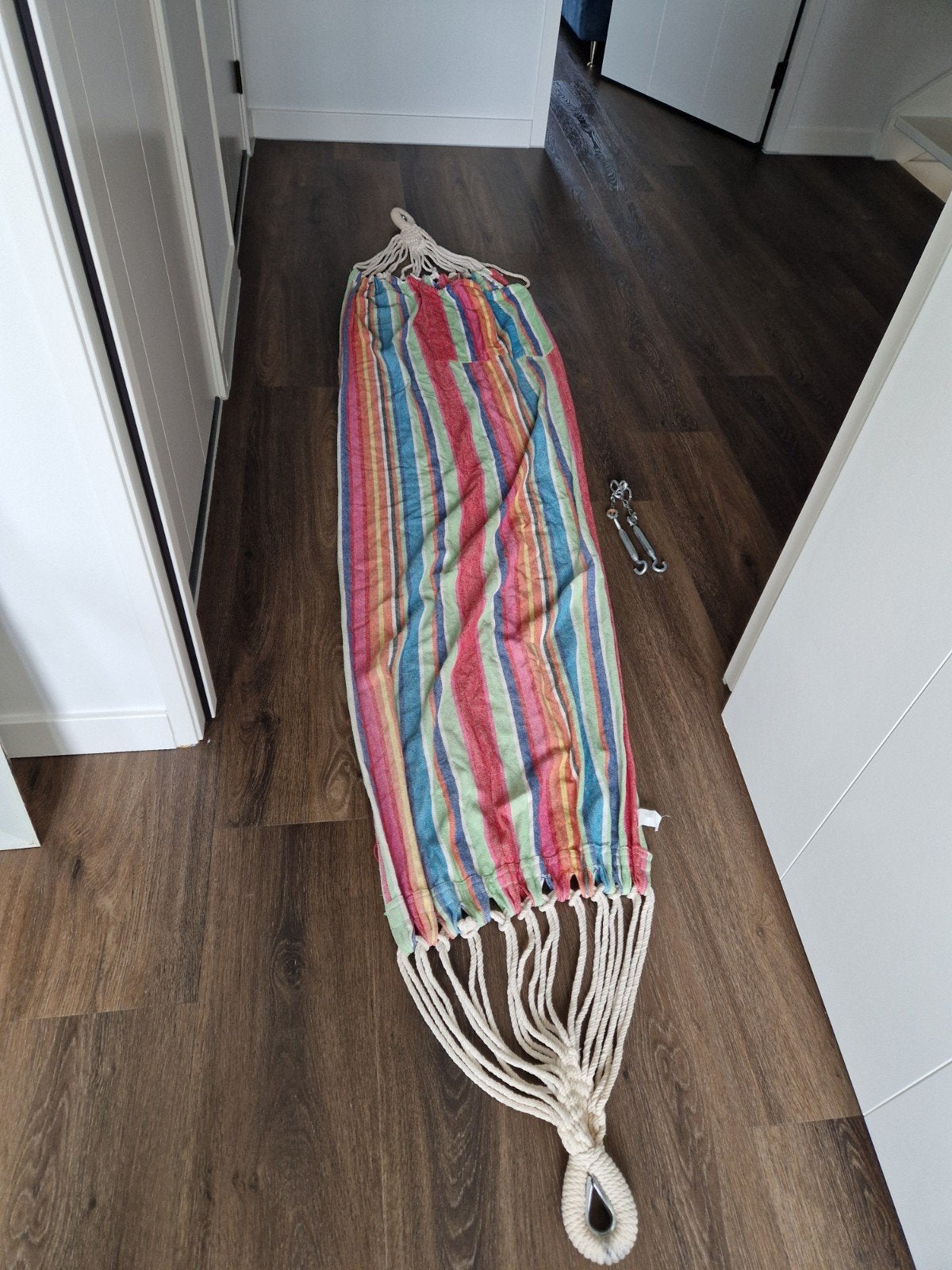Comfortabele gestreepte hangmat, Ophalen of Verzenden, Gebruikt, Eenpersoons, Binnen