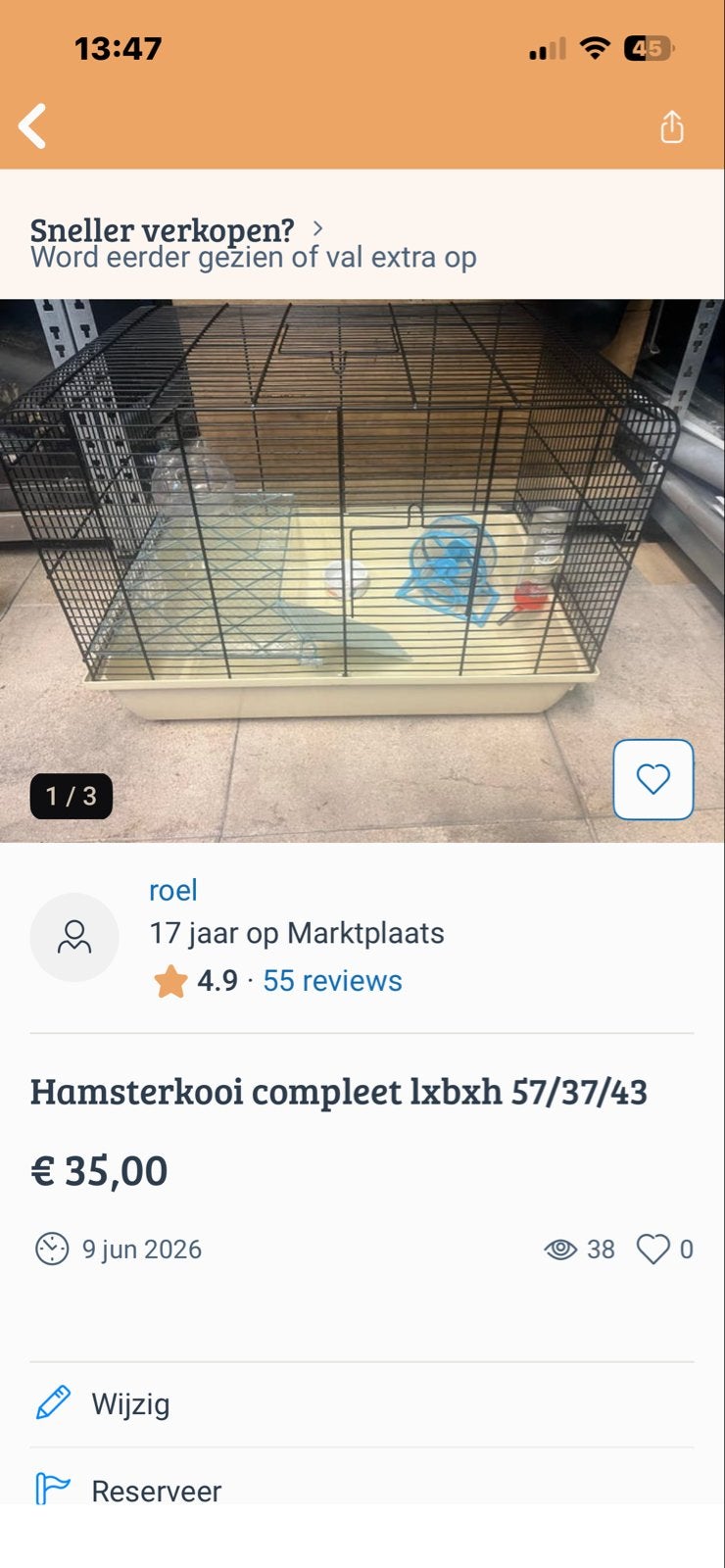 Hamsterkooi, Ophalen