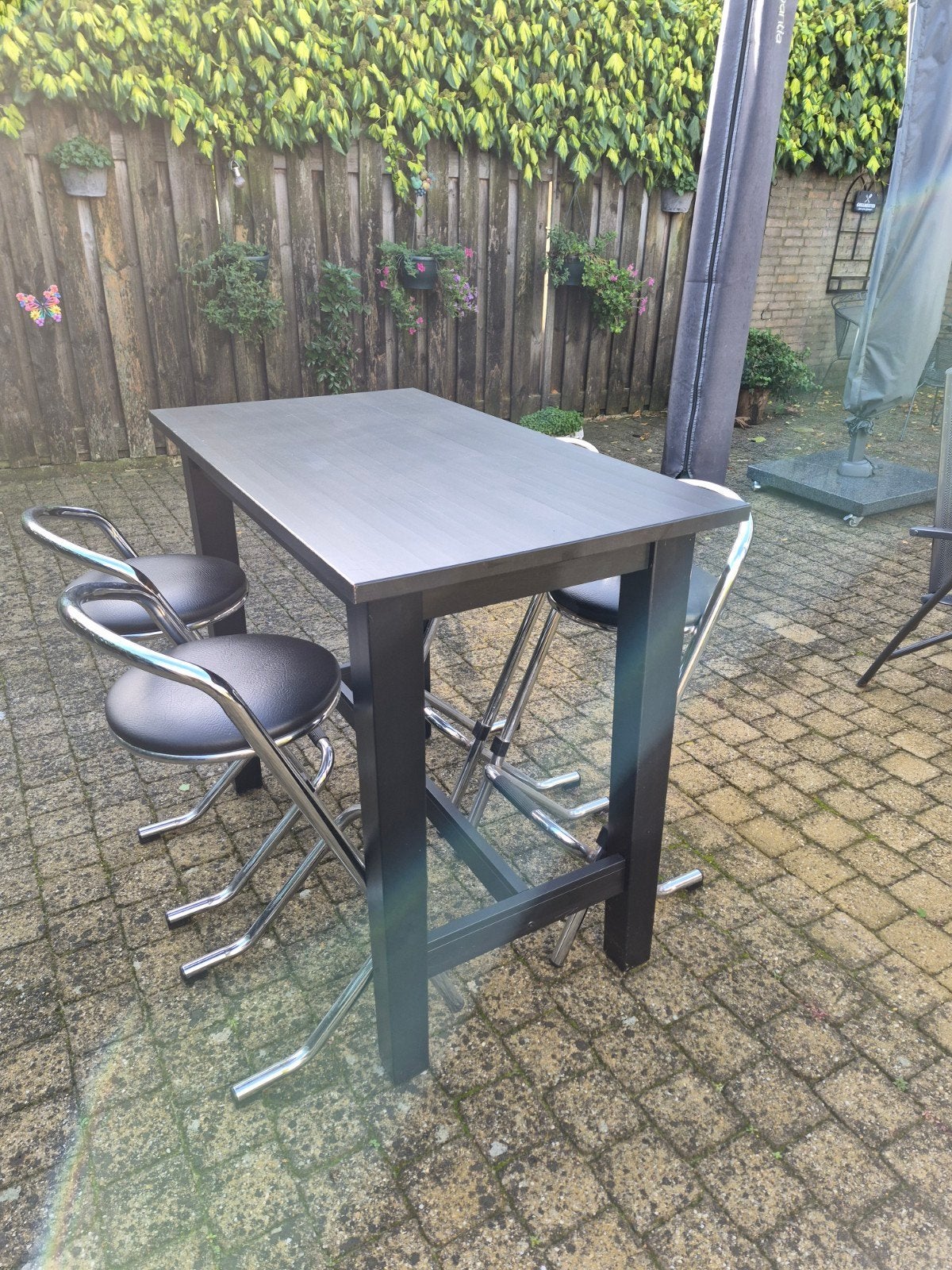 hangtafel bartafel incl krukken zwart, Ophalen, Gebruikt