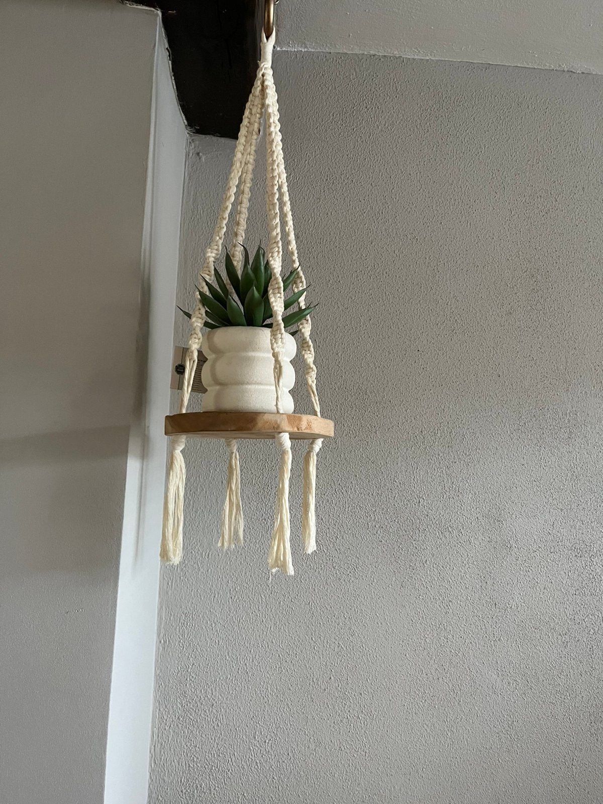 Hanger hout macrame exc plantje, Ophalen of Verzenden, Nieuw