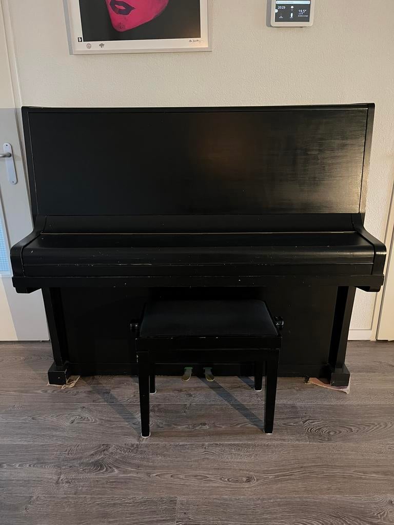 Zwarte piano Bogs & Voigt inclusief pianobank, Ophalen, Gebruikt, Zwart, Piano