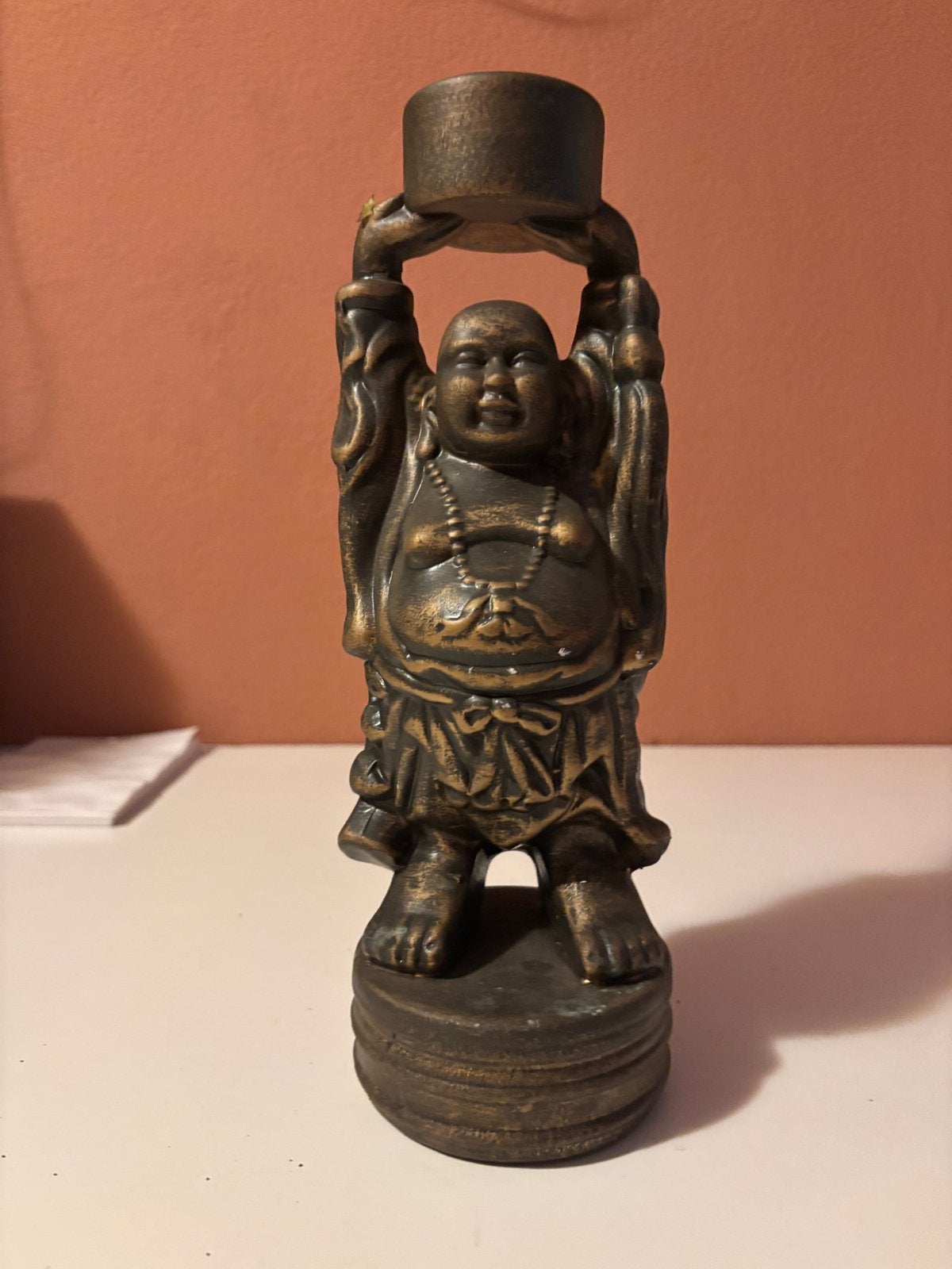 Boeddha, Gebruikt, 27 cm, Met sokkel, Steen/keramiek