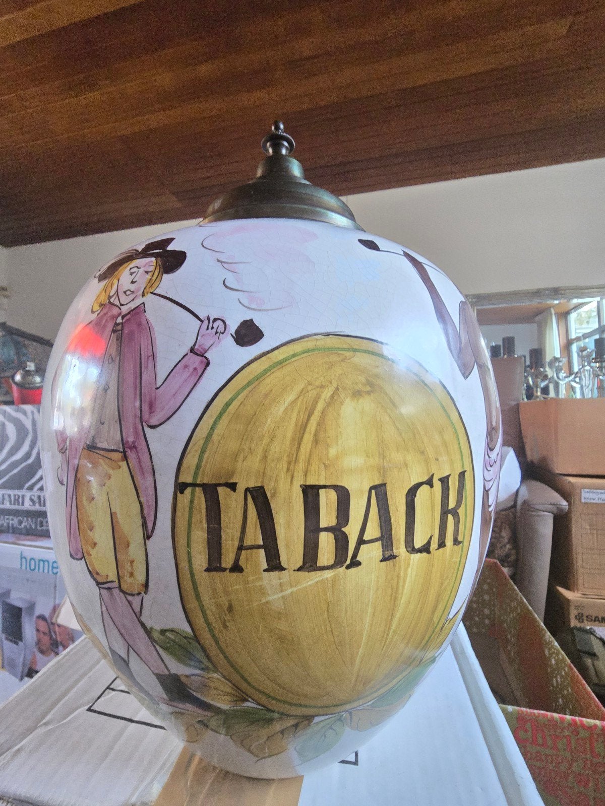 Antieke Tabakspot met Handgeschilderde Scènes, Ophalen