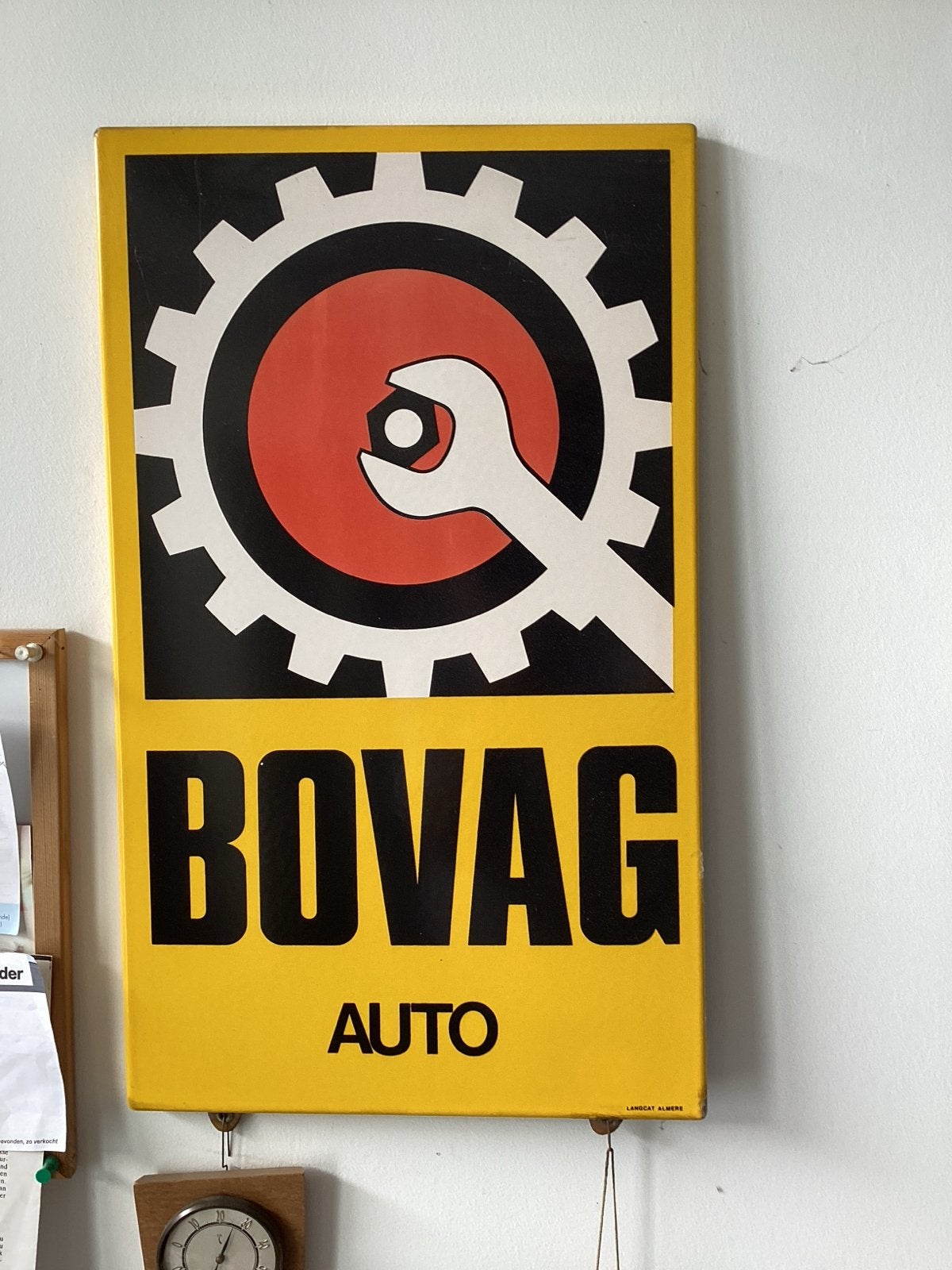 Vintage BOVAG Auto reclamebord - Langcat Almere, Ophalen of Verzenden