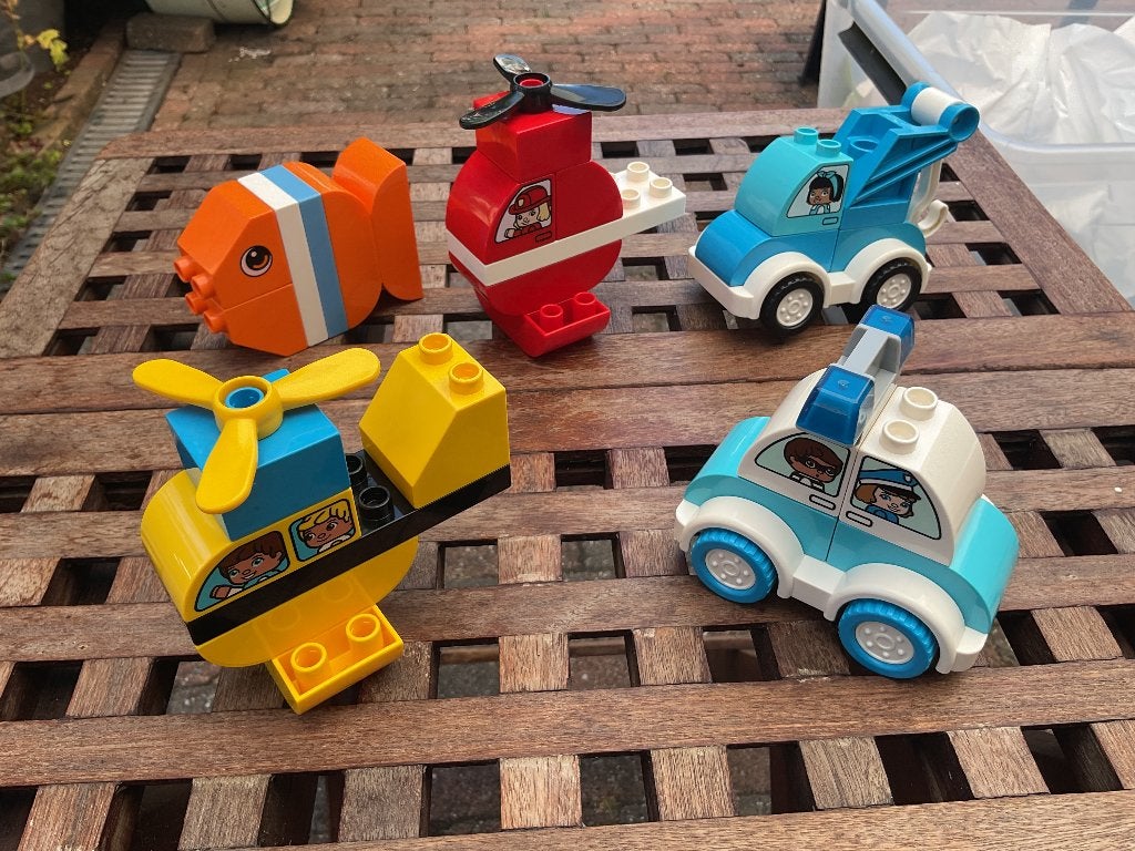 Duplo. Brandweer helikopter en politieauto, Ophalen, Zo goed als nieuw, Duplo