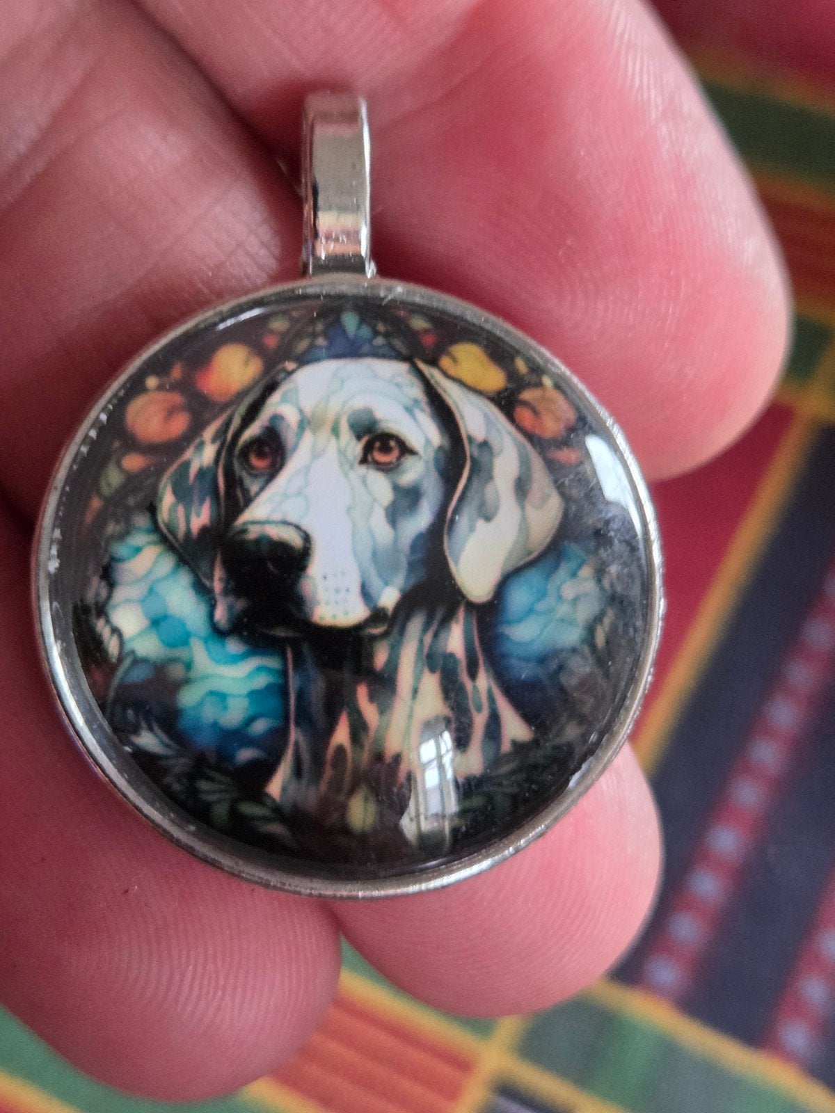 Honden hanger met glas, Glas of Kristal, Nieuw, Ophalen of Verzenden, Zilver
