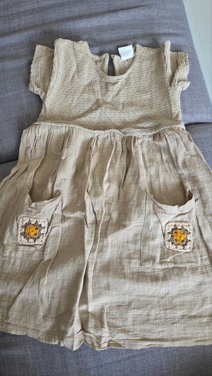 Zara jurkje met gehaakte zakjes maat 116 - Zo goed als nieuw, Meisje, Ophalen of Verzenden, Zo goed als nieuw, Zara