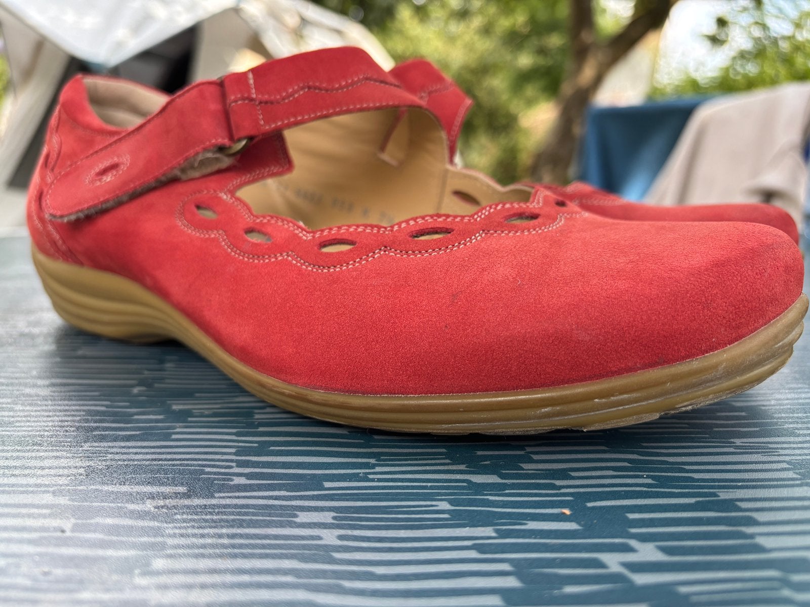 Durea dames schoenen instappers rood mt7,5 (41) K izgs, Instappers, Ophalen of Verzenden, Zo goed als nieuw, Rood