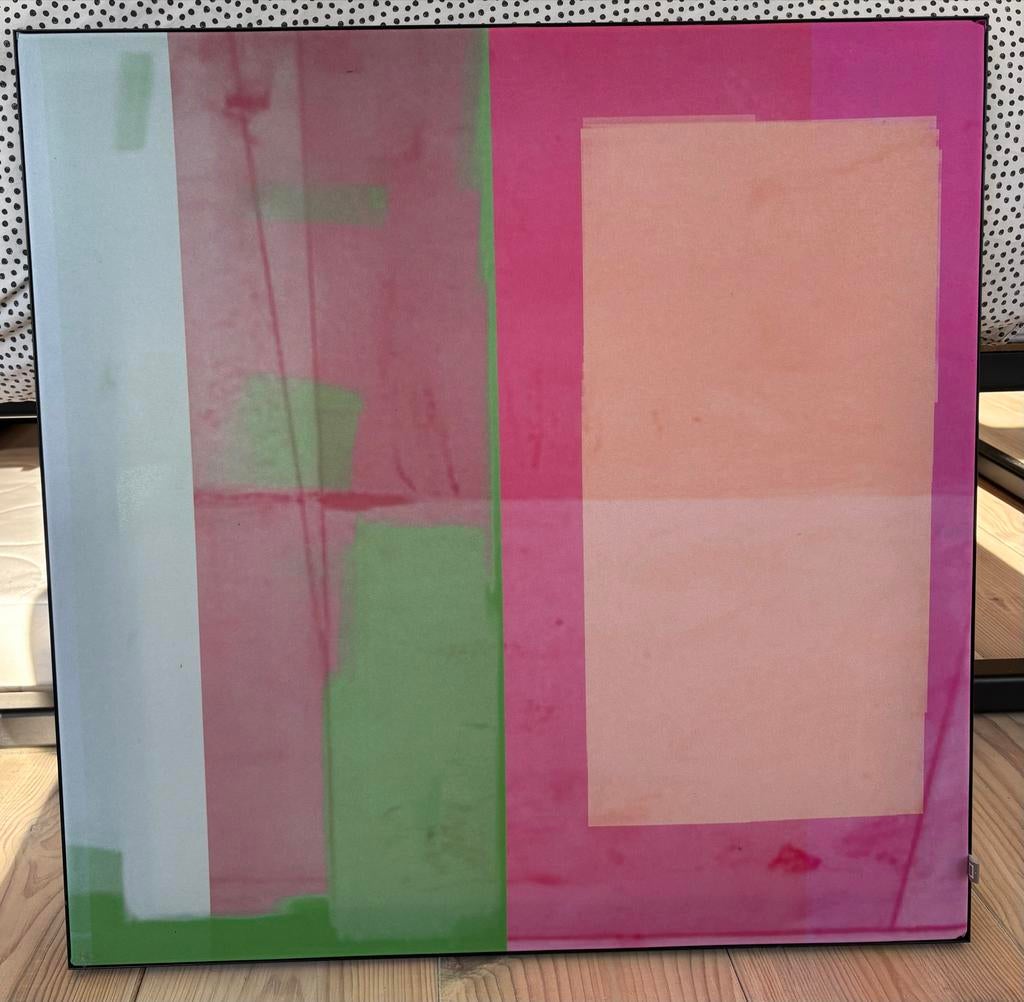 Modern abstract kunstwerk, roze, groen, Ophalen, Zo goed als nieuw