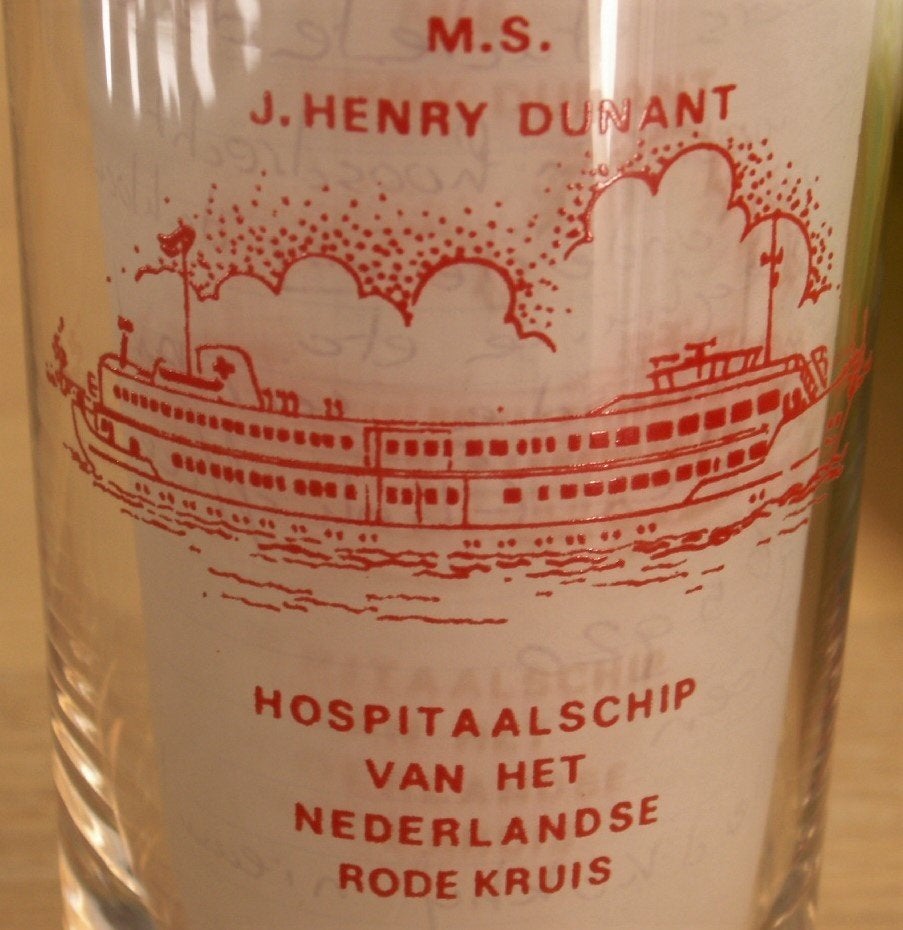 Glas Henry Dunant Hospitaalschip Nederlandse Rode Kruis, Ophalen of Verzenden, Nieuw, Bierglas