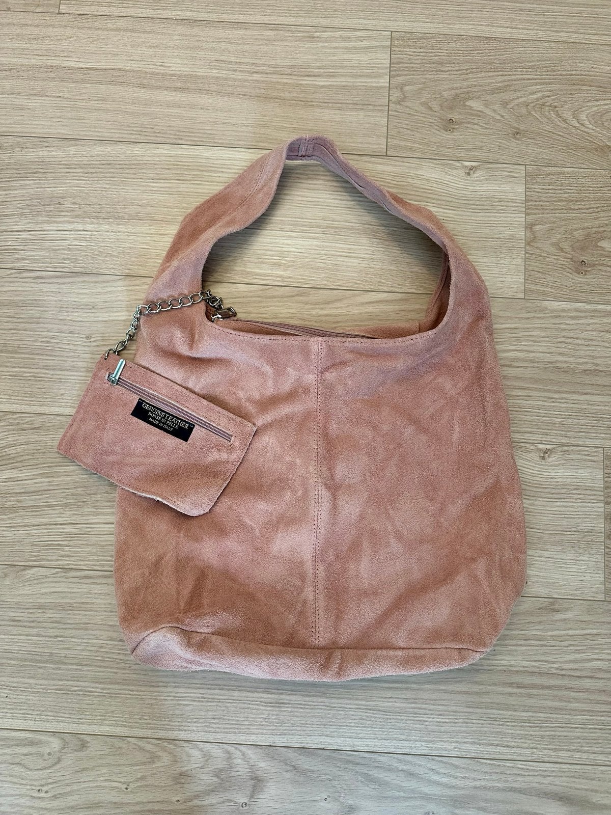 Leren tas met portemonnee - Oud roze - Nieuw, Ophalen of Verzenden, Nieuw, Roze, Handtas