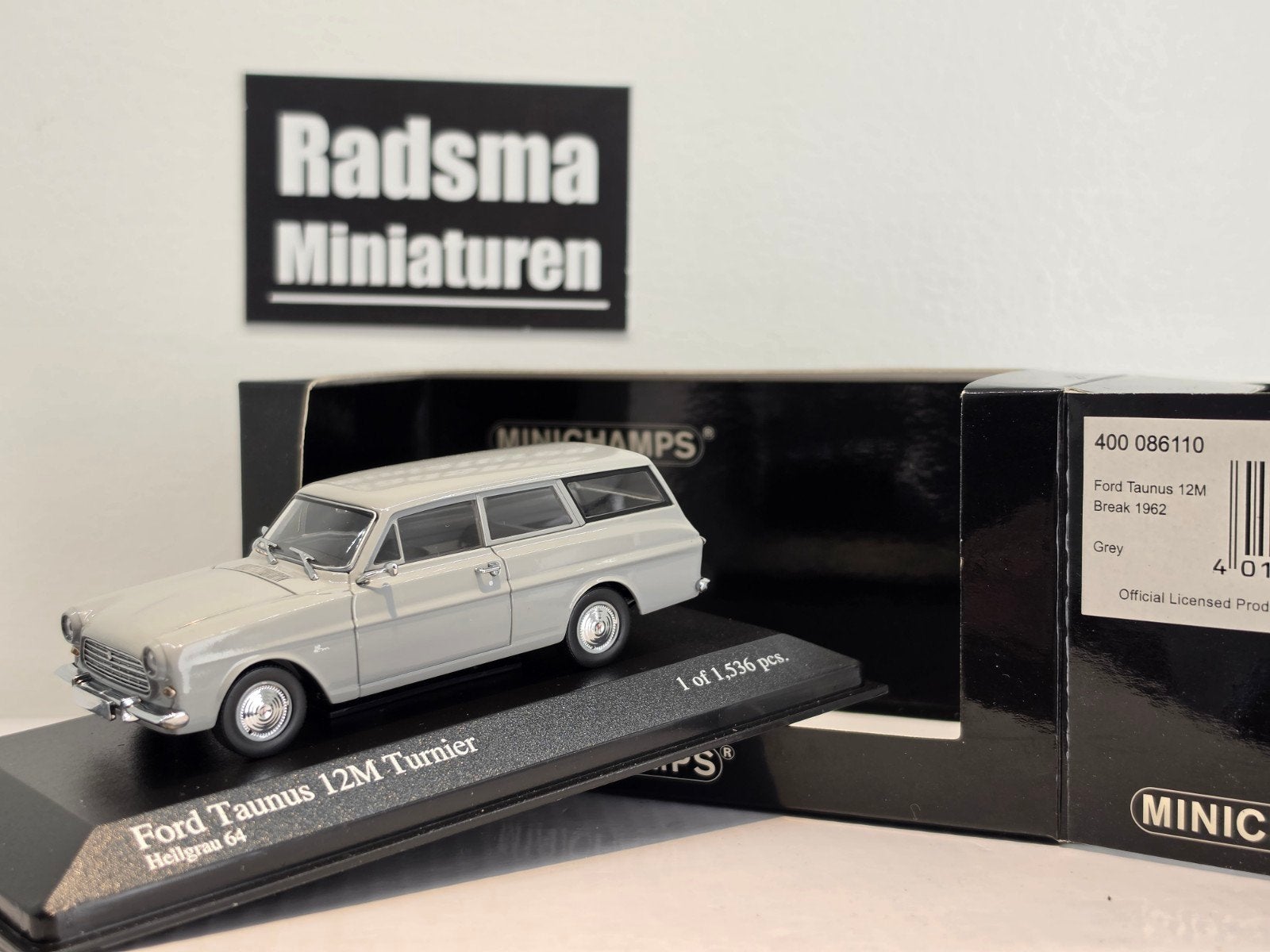 Ford taunus p4 12M Turnier - hellgrau - 1:43 Minichamps, Auto, Ophalen of Verzenden, Zo goed als nieuw, MiniChamps