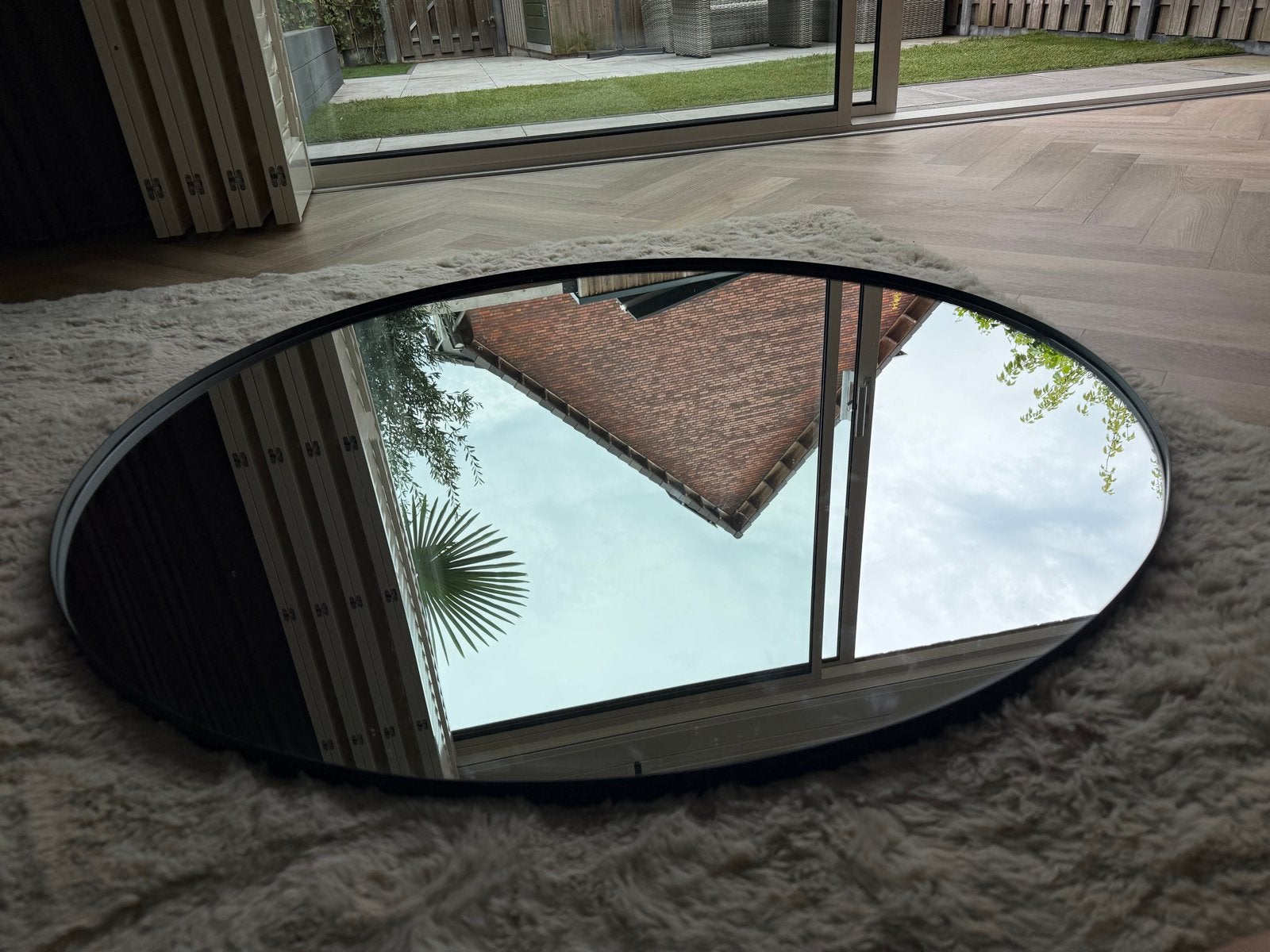 Housevitamin Spiegel XL Rond 120 cm - Zwart, Huis en Inrichting, Ophalen, 100 tot 150 cm, Rond, Zo goed als nieuw