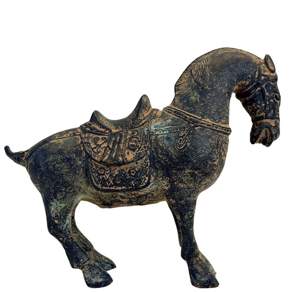 Chinees Tang-revival paard – gepatineerd aardewerk, Antiek en Kunst, China, Ophalen of Verzenden, Beeld, Steen/keramiek