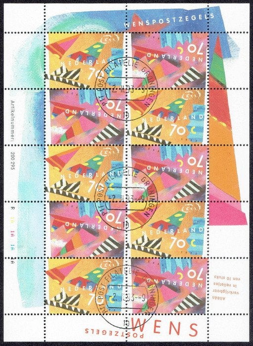Nederland 1993, groetzegels, velletje., Postzegels en Munten, Verzenden, Na 1940, Gestempeld