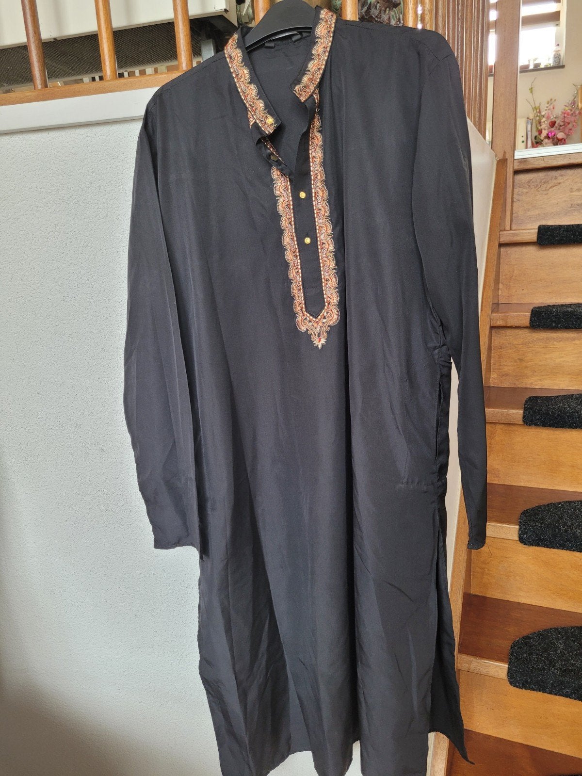 Zwarte tuniek met geborduurde halslijn, Kleding | Heren, Ophalen of Verzenden, Zo goed als nieuw