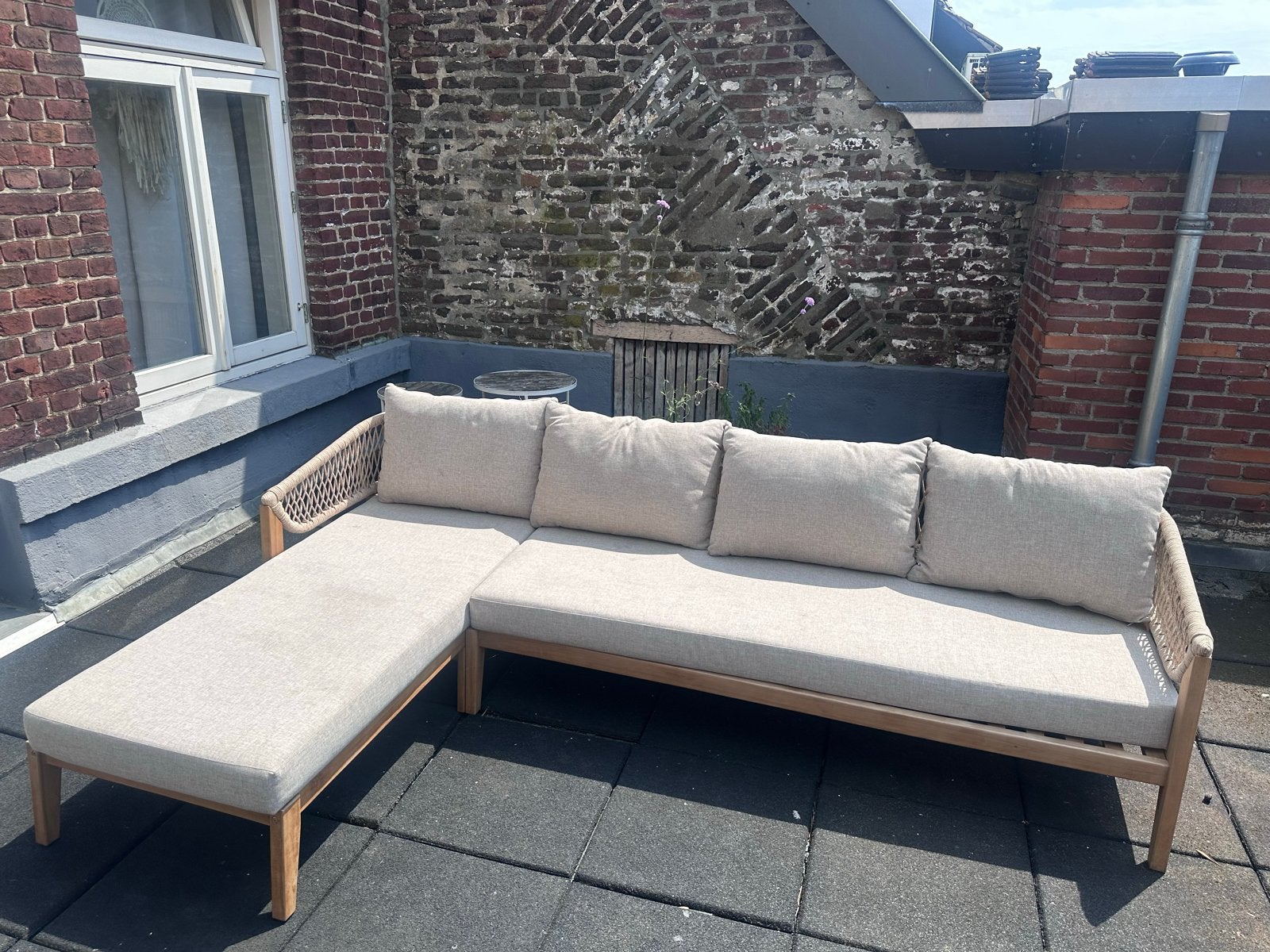 Loungebank Nous Garden met chaise longue, Ophalen, 4 zitplaatsen, Zo goed als nieuw, Loungeset