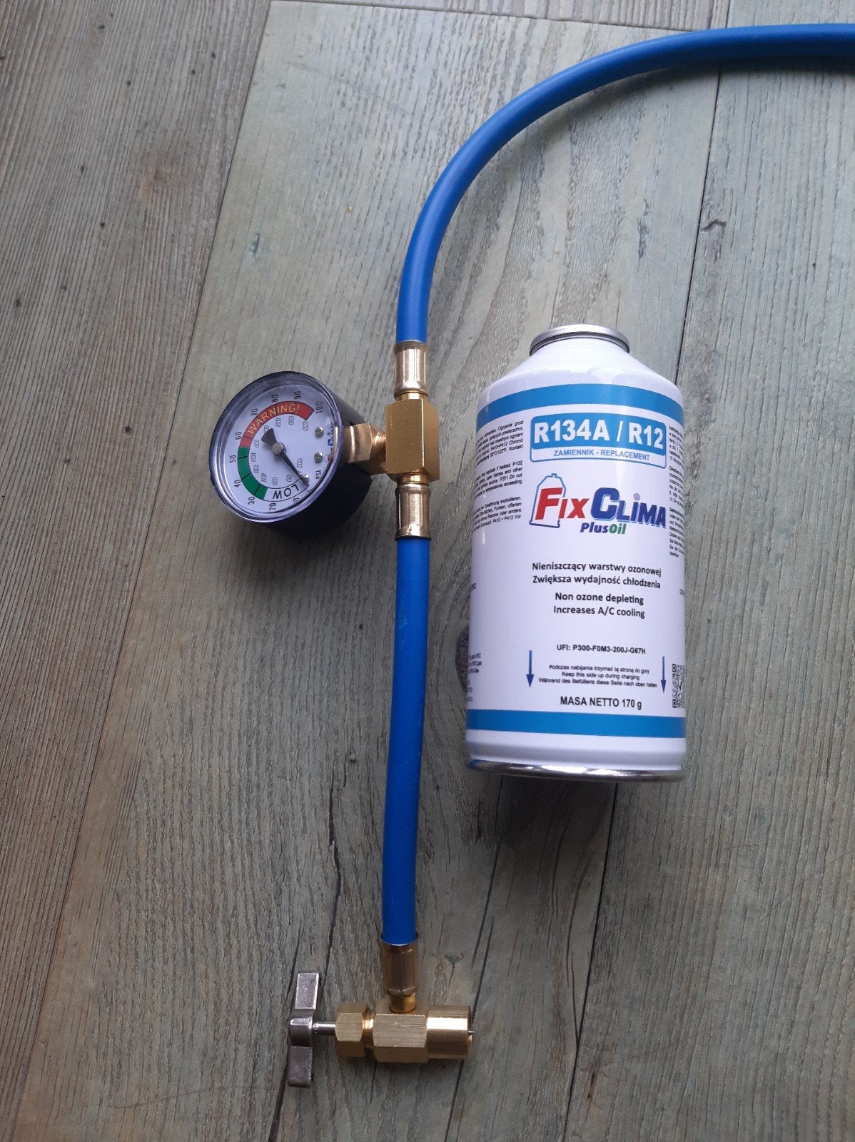 Airco vulset R134A/R12 met manometer en FixClima gas, Ophalen of Verzenden, Nieuw, Universele onderdelen