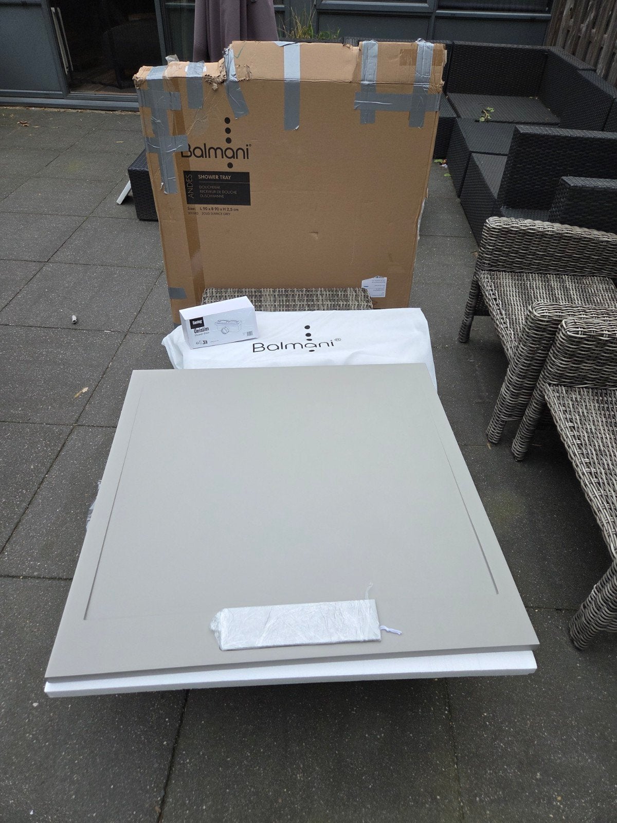 Balmani Andes Douchebak 90x90x2,5 cm Grijs met Santeg afvoer, Ophalen, Nieuw, Douche