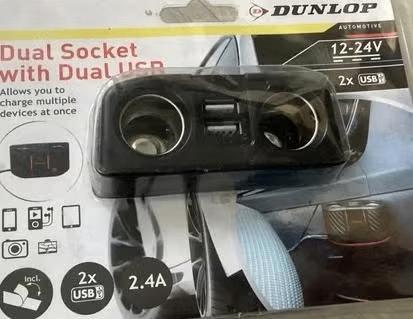 Dunlop Dual Socket met USB Auto-accessoire, Ophalen of Verzenden, Nieuw
