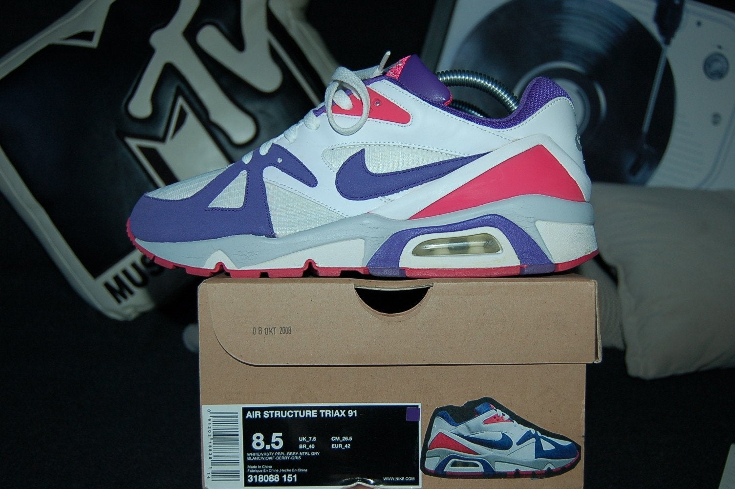 Nike Air Structure Triax 91 "Berry" (2008) maat 42, Wit, Ophalen of Verzenden, Sneakers of Gympen, Zo goed als nieuw