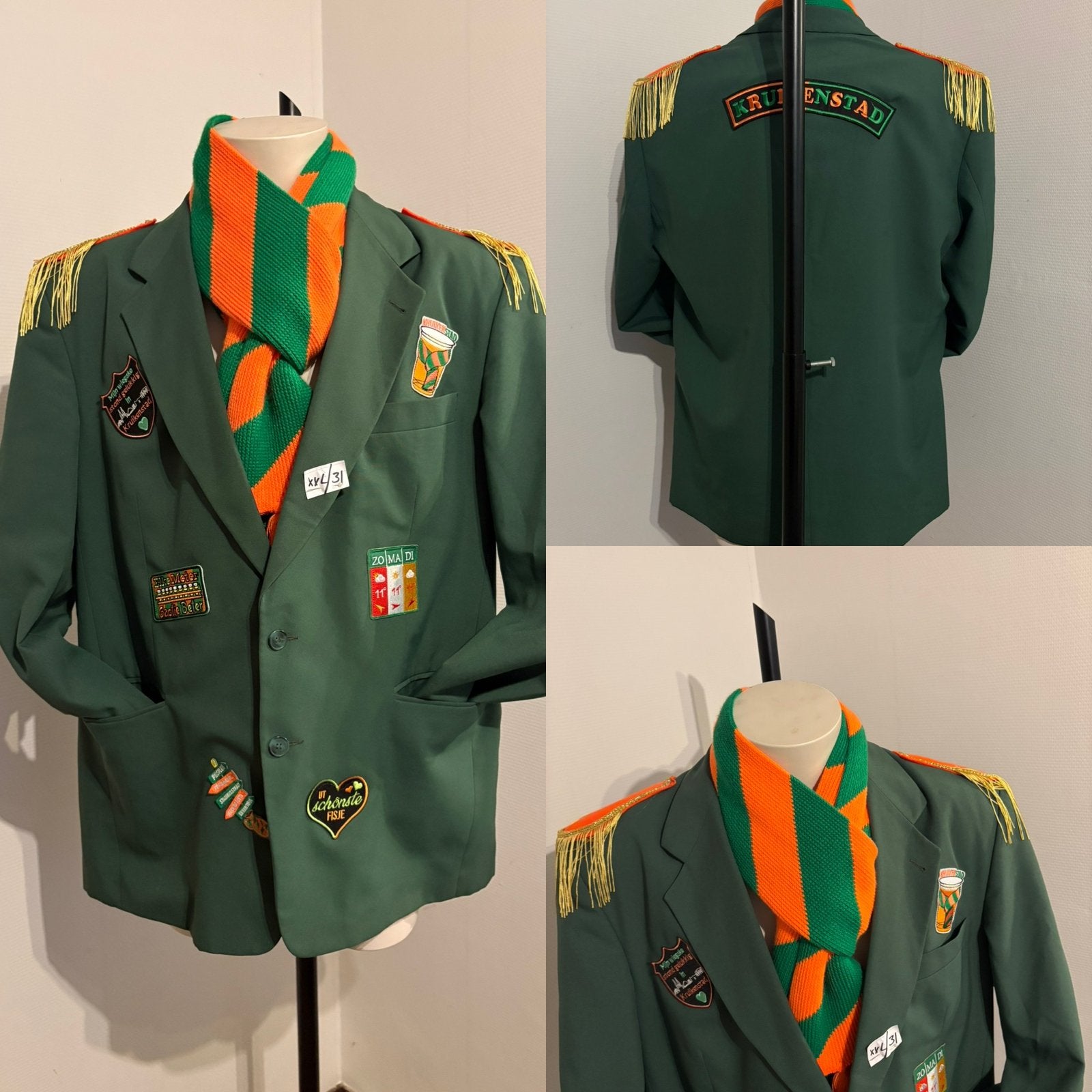 (31) Kruikenstad Colbert/Jas maat XXL groen compleet embleem, Ophalen of Verzenden, Zo goed als nieuw, Overige maten