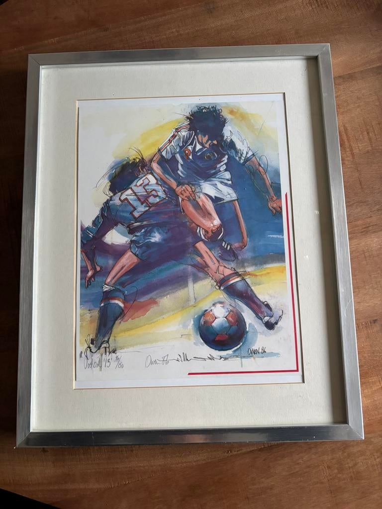 Litho “voetbal 13” van Ortho Owen uit 1986, Antiek en Kunst, Ophalen