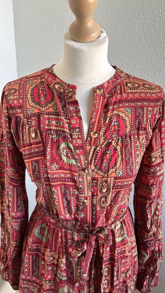 King Louie maat 38 prachtige lange blousejurk NIEUW 530, Maat 38/40 (M), Nieuw, Oranje, Ophalen of Verzenden