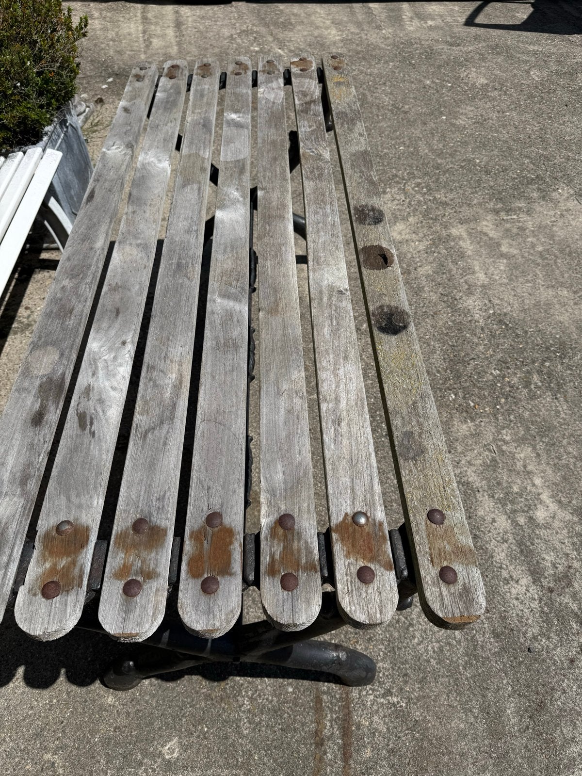 Antieke tuintafel met gietijzeren onderstel, Ophalen