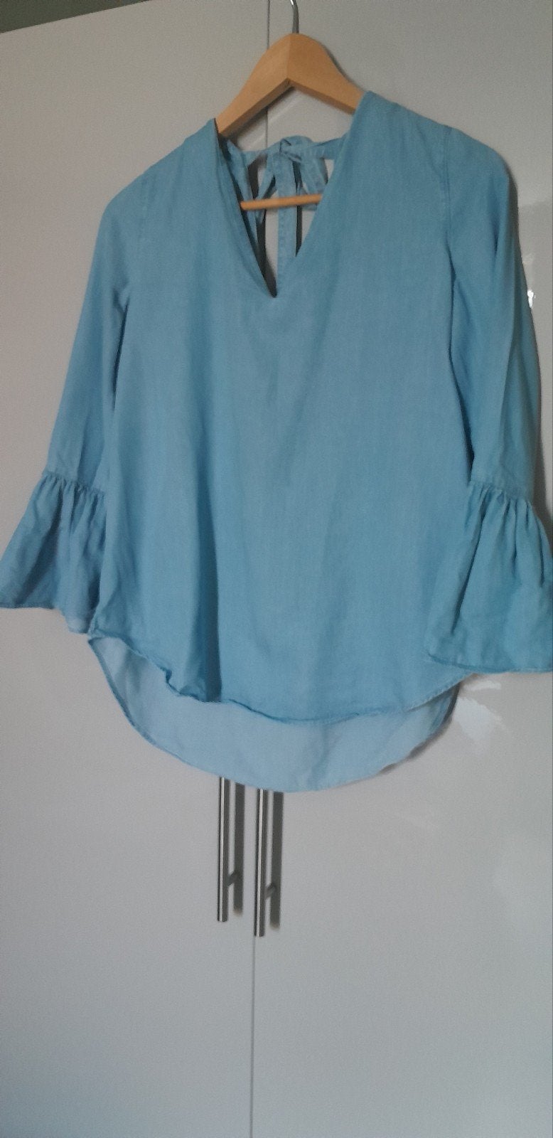 Spijkerblouse met mooie details., Kleding | Dames, Ophalen of Verzenden, Zo goed als nieuw, Blauw