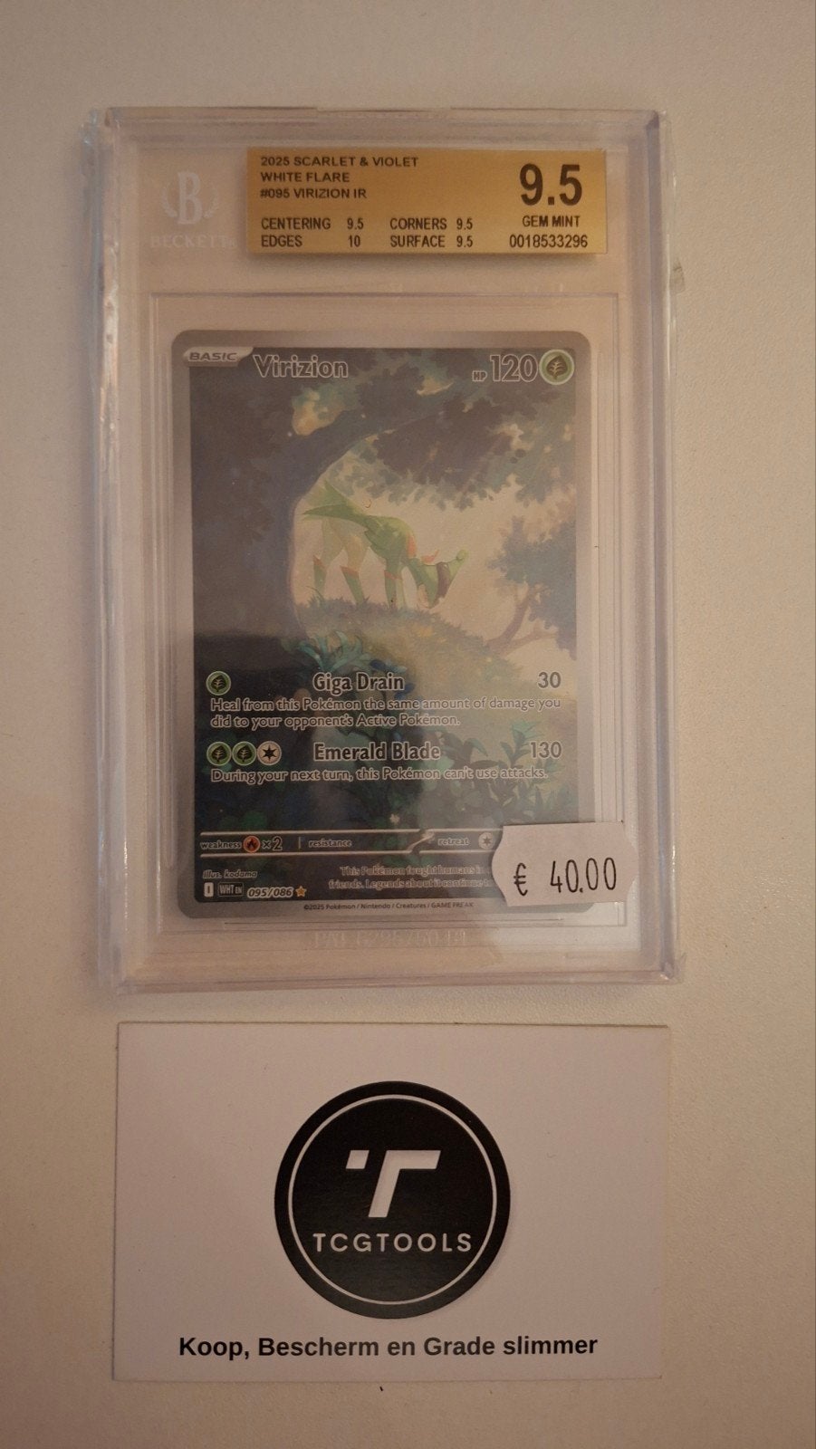 Virizion 095 BGS 9.5 Gem Mint - Scarlet & Violet White Flare, Ophalen of Verzenden, Nieuw, Losse kaart