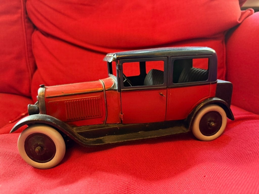 Jouets André Citroën C4 berline 1/15 blik uurwerk ca. 1930, Antiek en Kunst, Ophalen of Verzenden
