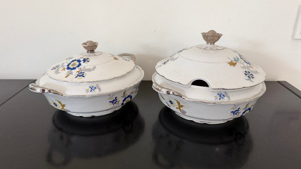 Victoria China Czechoslovakia – 2 vintage schalen met deksel, Antiek en Kunst, Ophalen of Verzenden