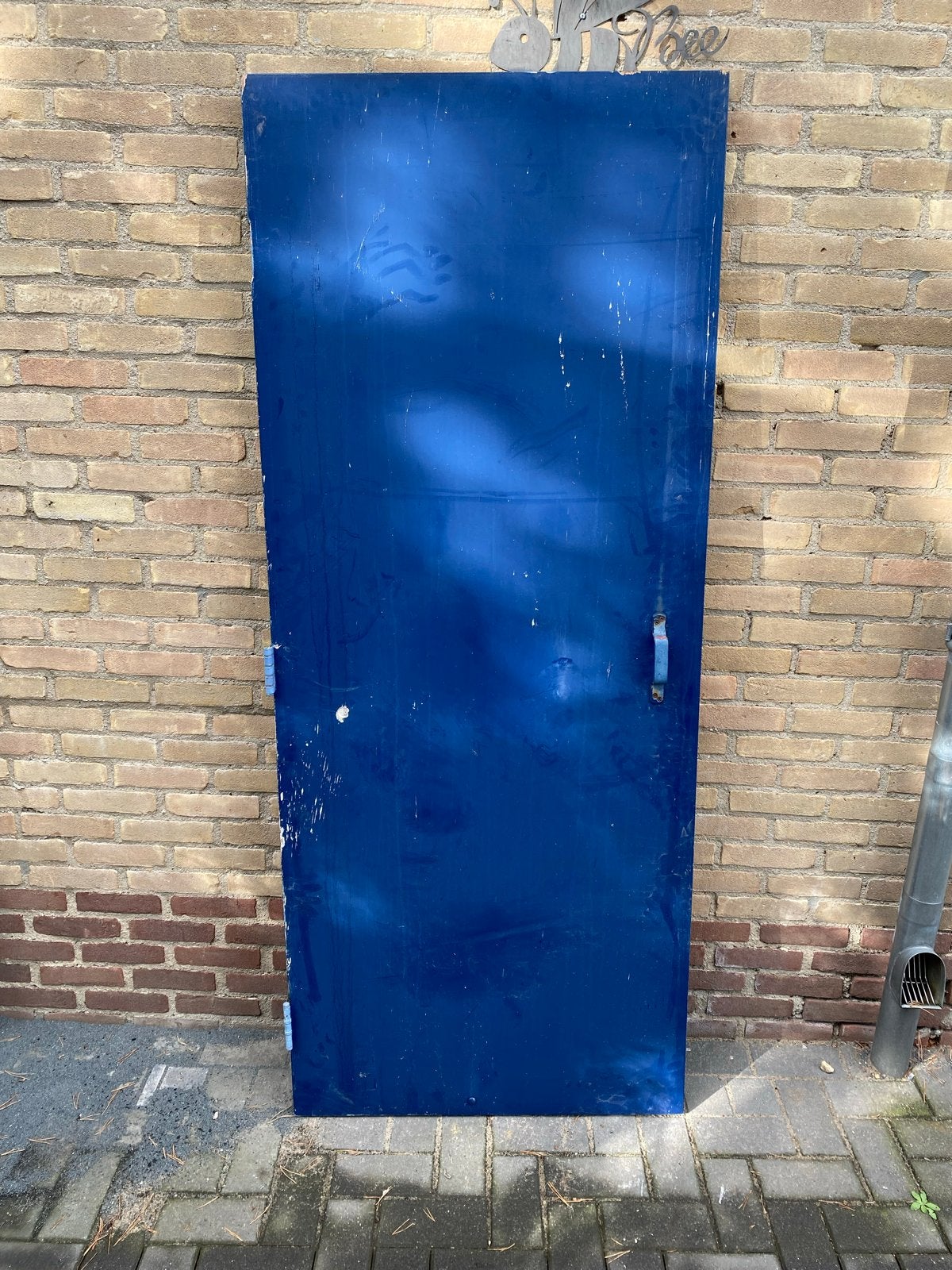 Stevige Plaatdeur - Blauw/wit 82,5 x 201,5 cm, Ophalen, Gebruikt, 80 tot 100 cm, Overige typen