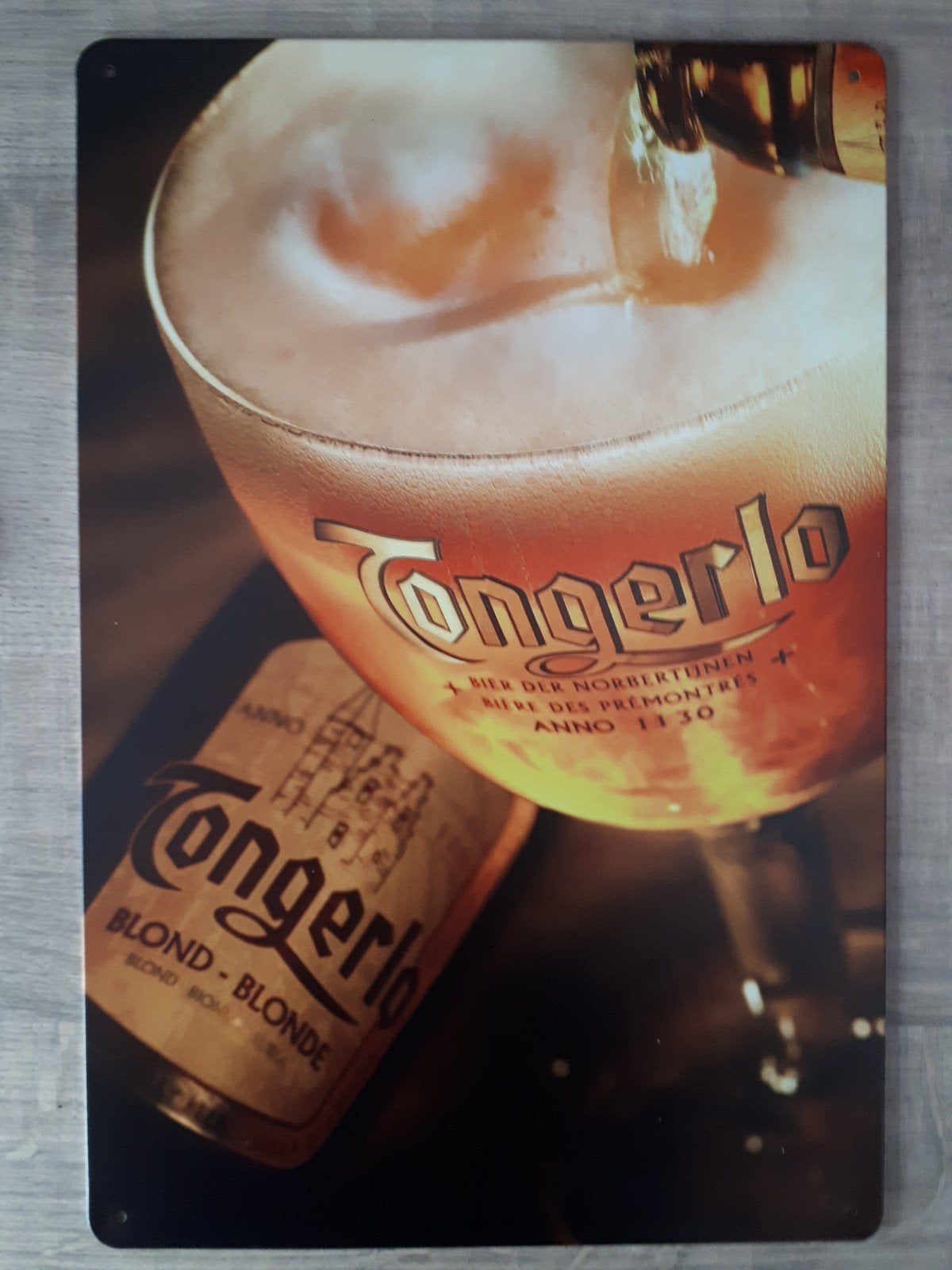 Tongerlo Bier 20x30 cm Metalen Reclamebord, Verzamelen, Verzenden, Nieuw, Reclamebord, Plaat of Schild, Overige merken