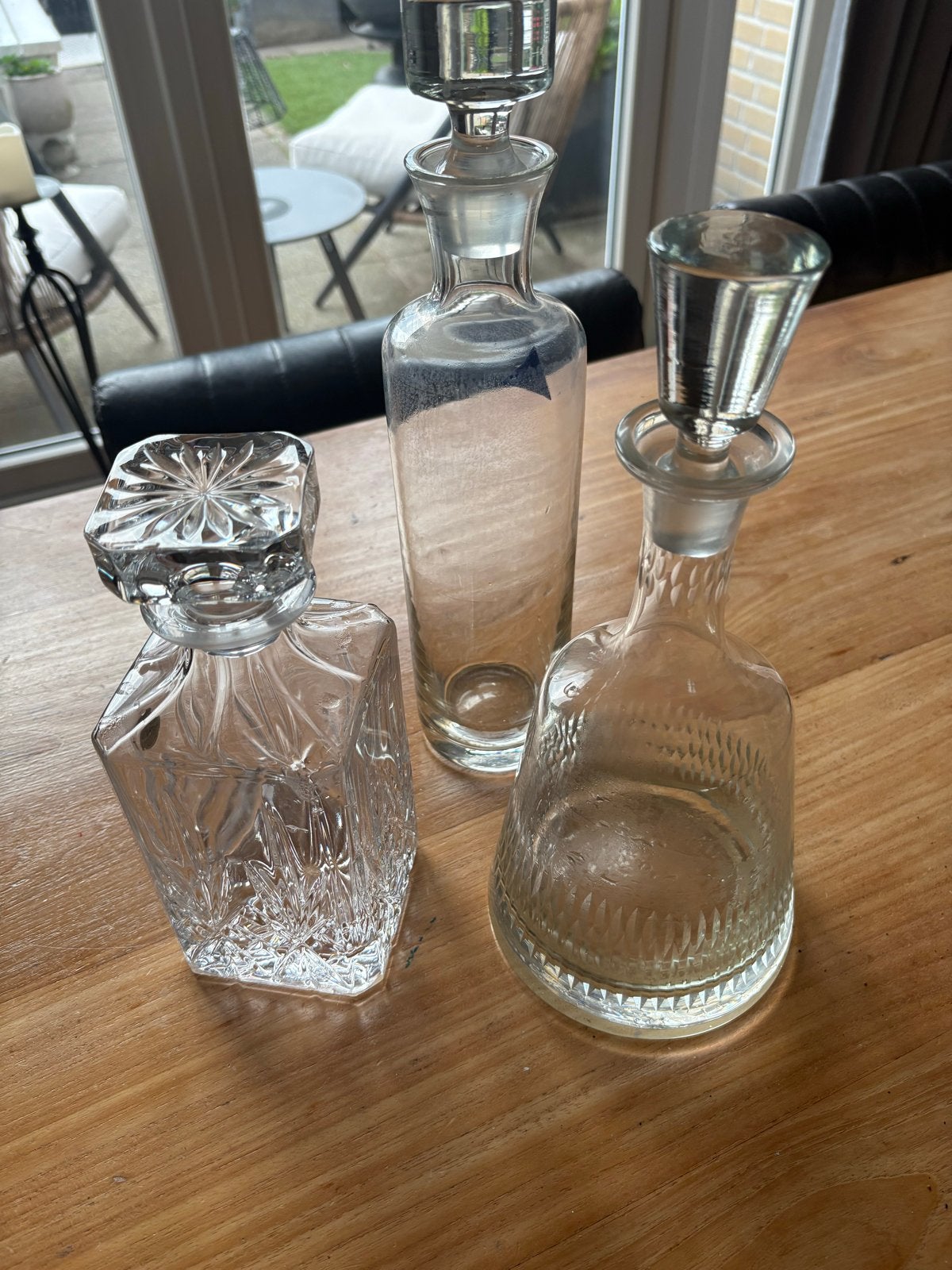 3 Prachtige Karaffen - Kristal en Mondgeblazen, Antiek en Kunst, Antiek | Glas en Kristal, Ophalen