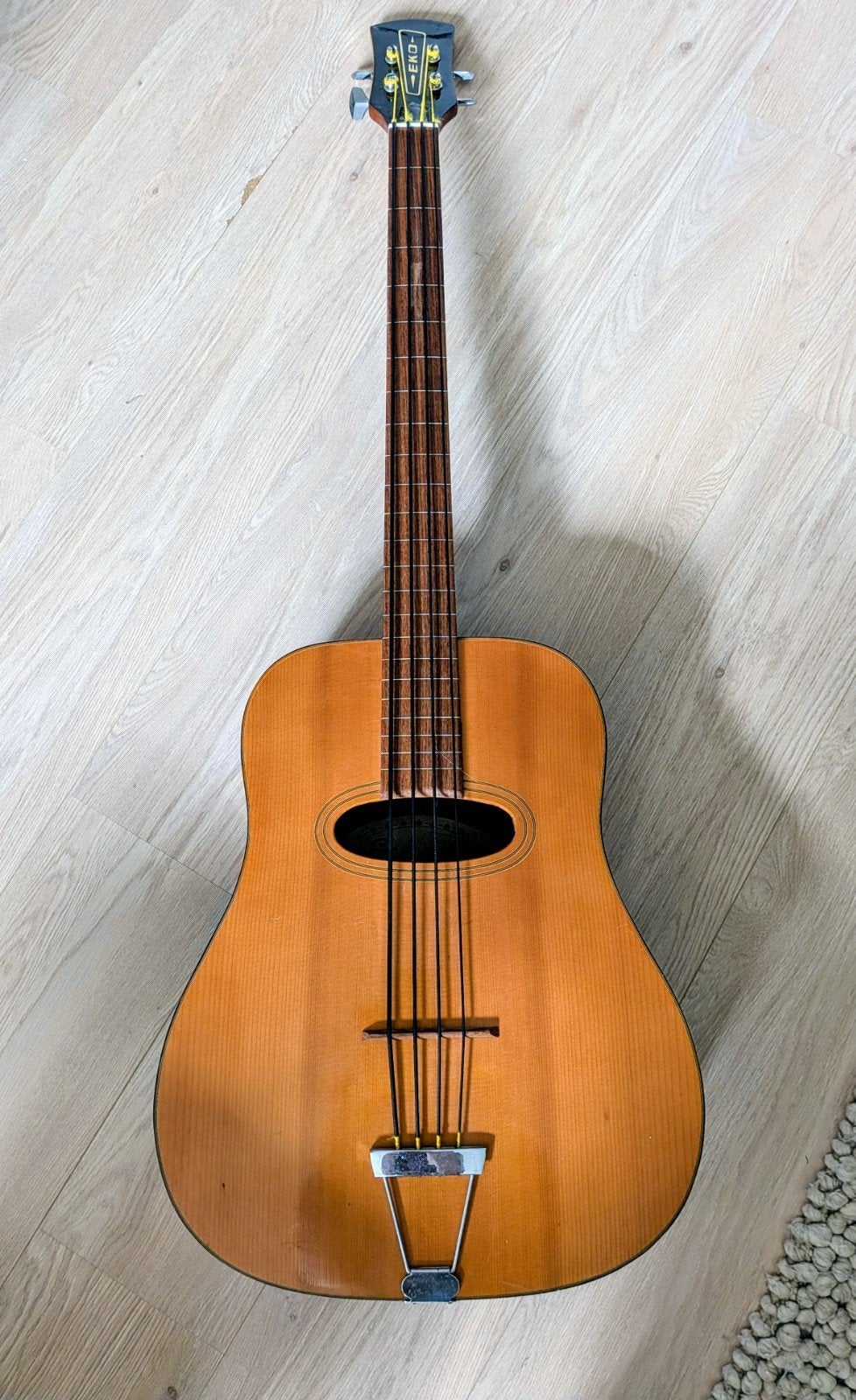 EKO BA/4S Fretloze Akoestische Basgitaar -1980-Zeldzaam, Ophalen, Gebruikt, Akoestisch, Fretloos