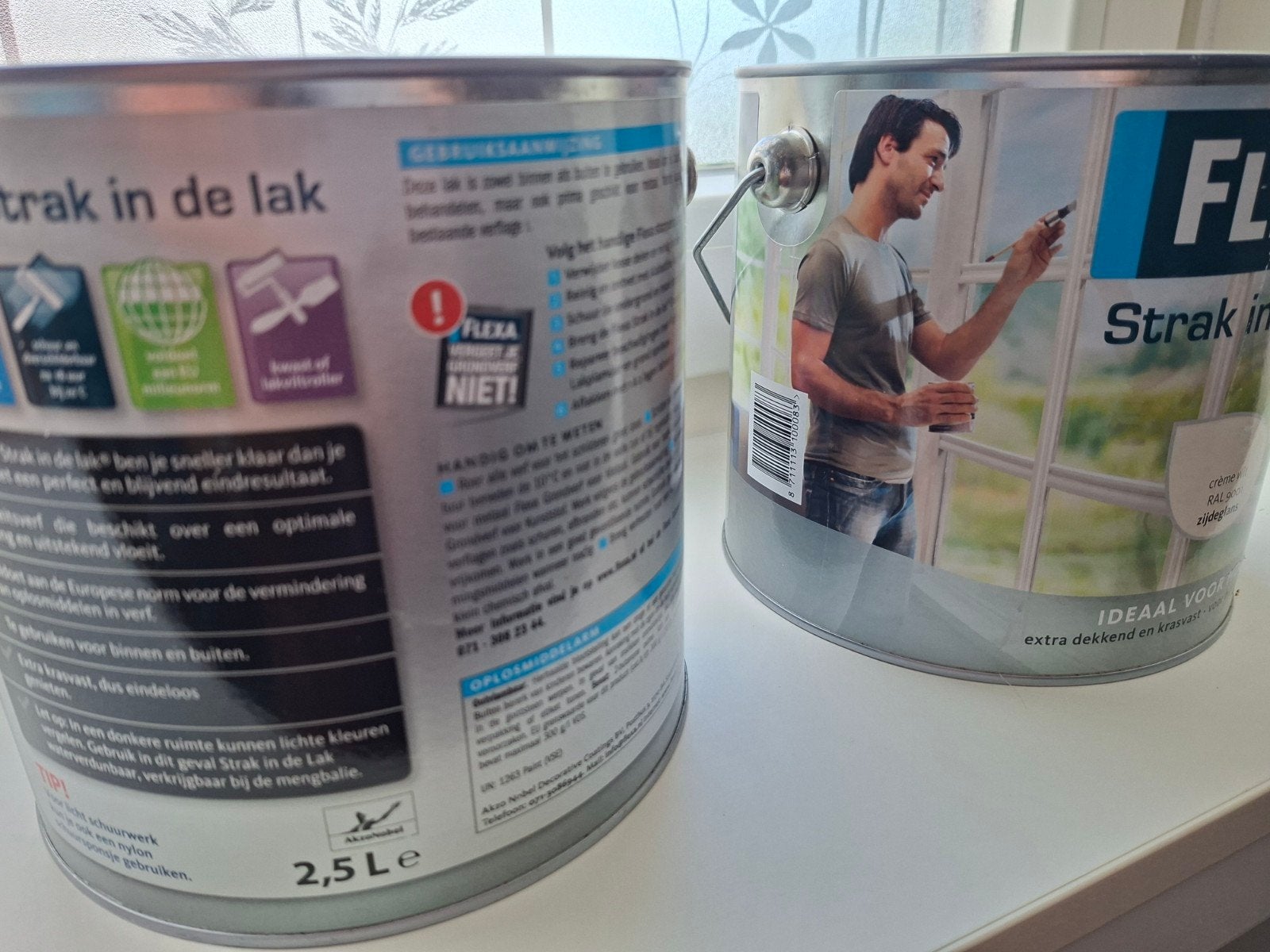 Flexa Strak in de Lak - Crème Wit RAL 9001 Zijdeglans, Ophalen, Wit, Zo goed als nieuw, Lak