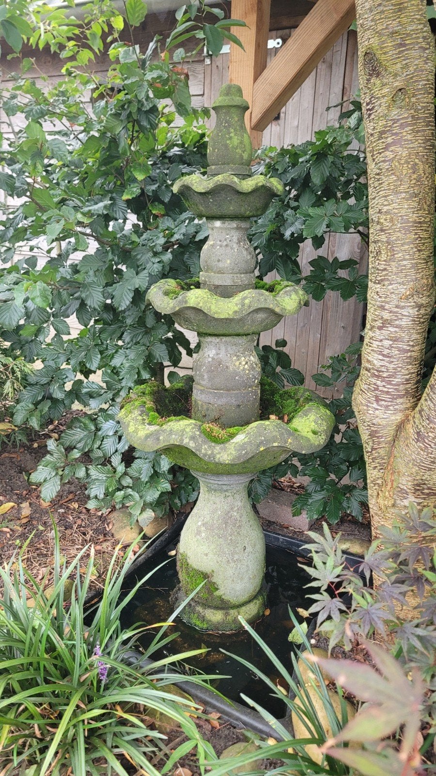 Fontein met waterornament, pomp en bak., Ophalen, Gebruikt, Beton, Fontein