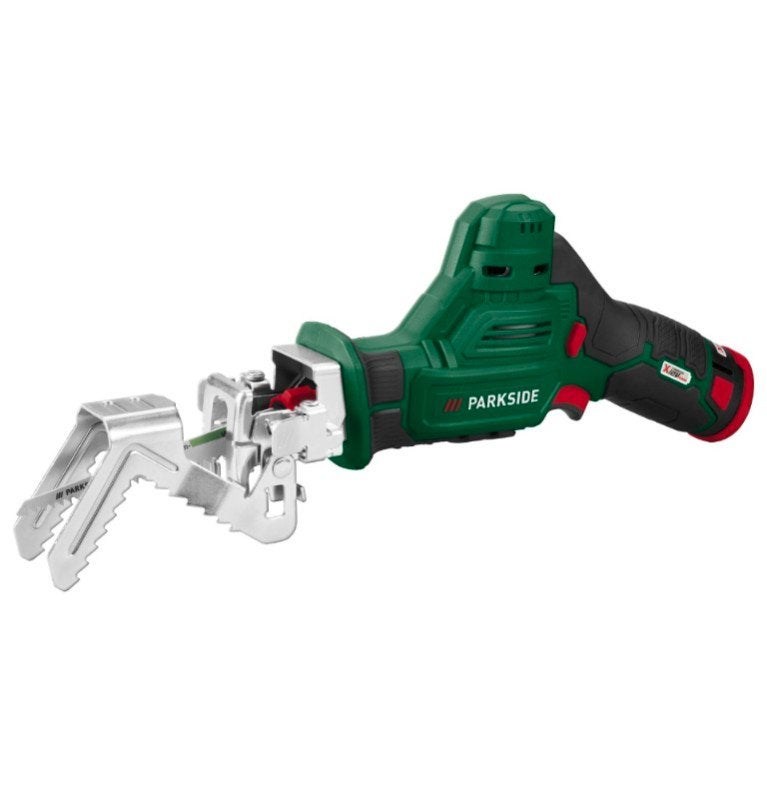 Parkside Accu-takkenzaag 12 V met accu en lader Nieuw, Doe-het-zelf en Verbouw, 70 mm of meer, Nieuw, Ophalen of Verzenden, Reciprozaag
