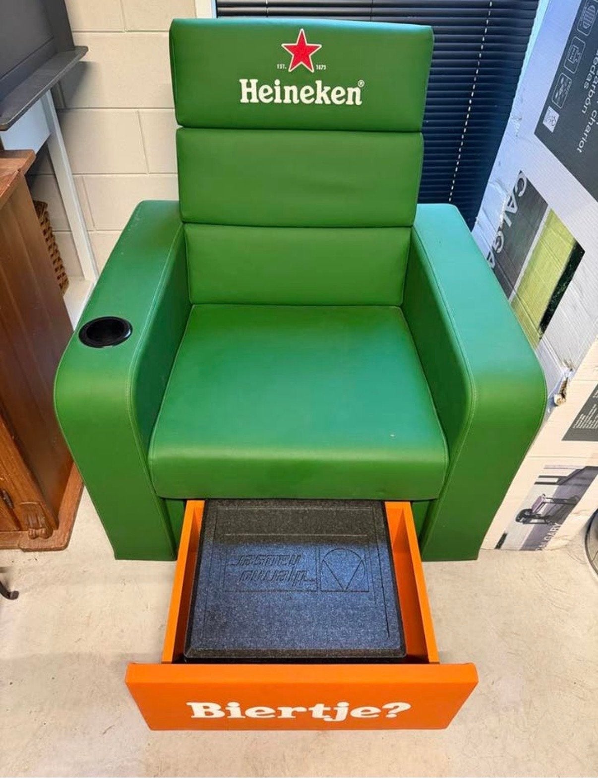 NIEUW! Heineken Stoel met Koelvak en Bekerhouder, Ophalen, Kunststof, Overige kleuren, Nieuw