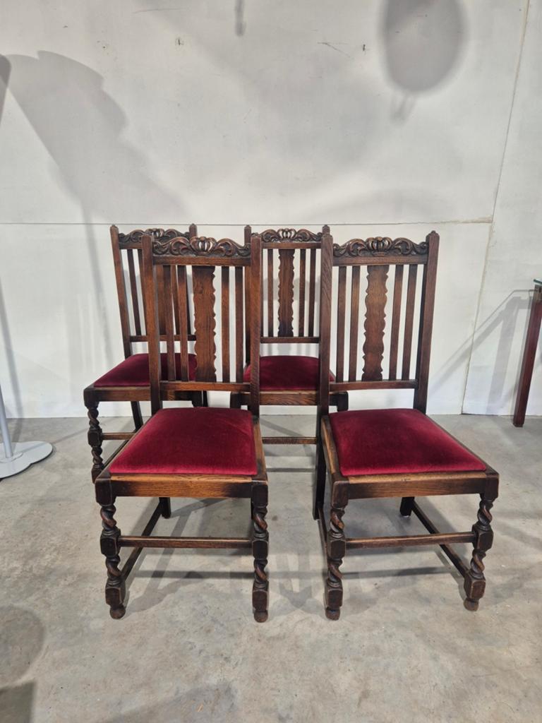 4 victoriaanse eiken eetkamer stoelen, Ophalen